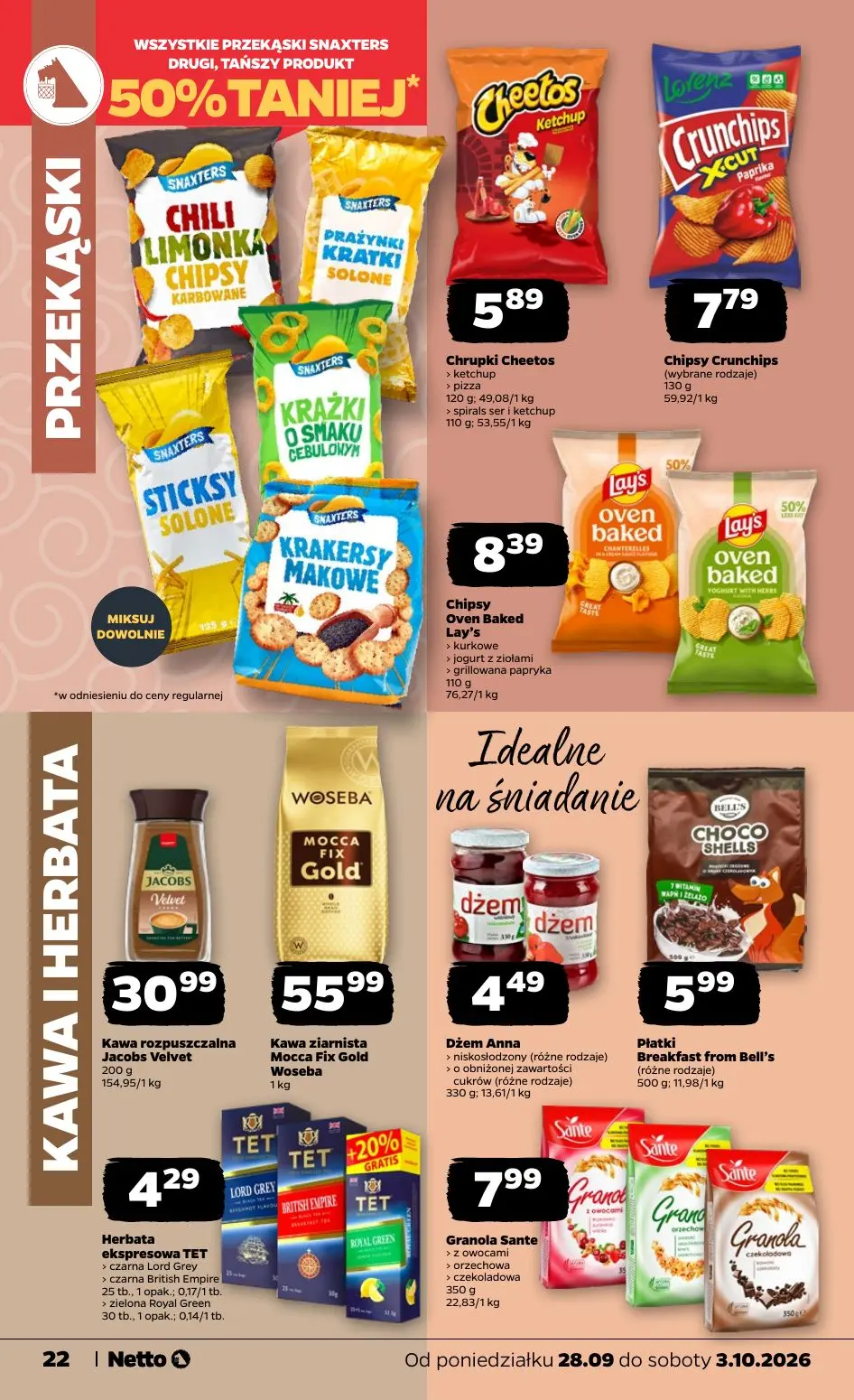 NETTO gazetka, strona 22 z 36 — Chrupki Cheetos, Chipsy Crunchips, Chipsy Oven Baked Lay's