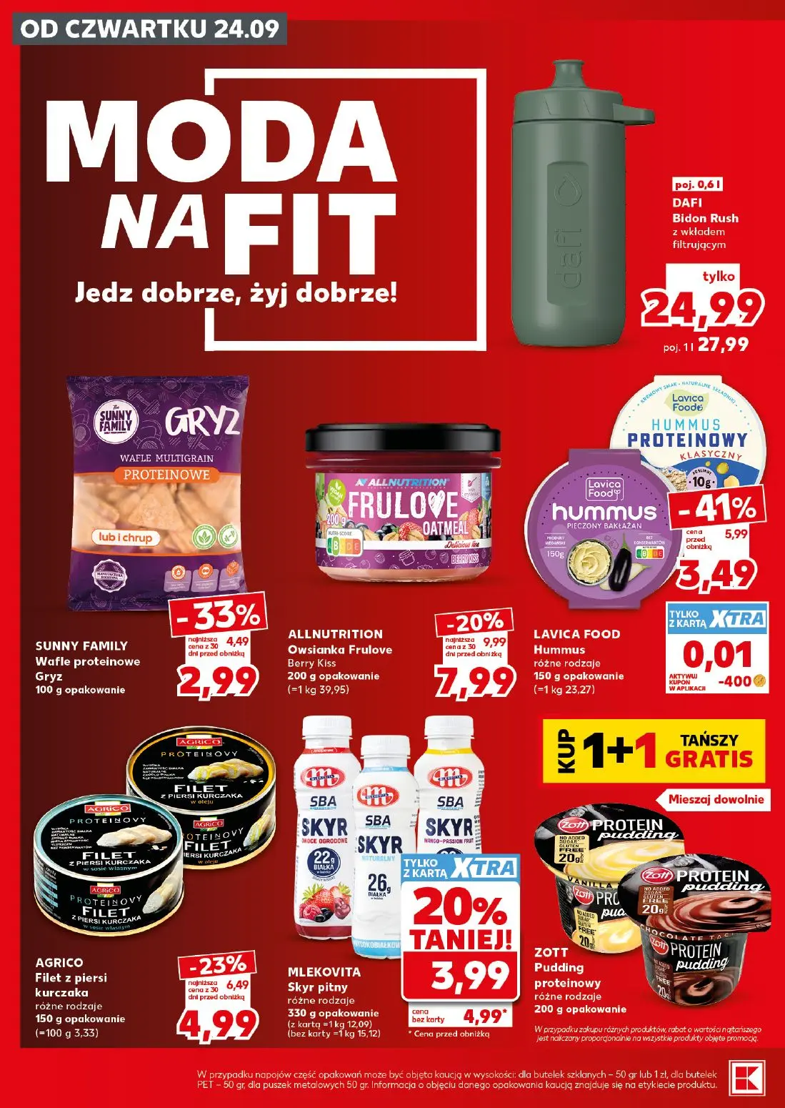 Kaufland gazetka, strona 24 z 28 — DAFI Bidon Rush z wkładem filtrującym, ALLNUTRITION Owsianka Frulove Berry Kiss, SUNNY FA…