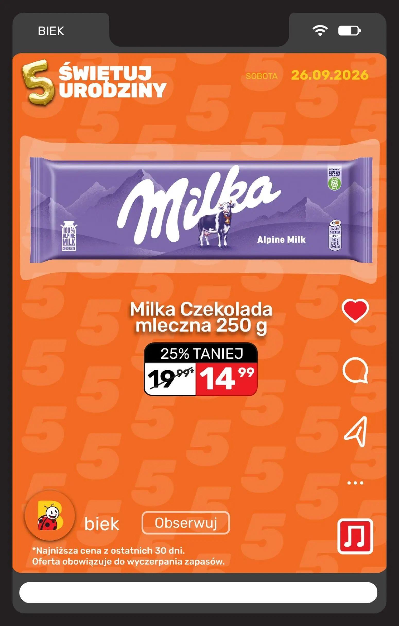 Biedronka gazetka, strona 10 z 36 — Milka Czekolada mleczna