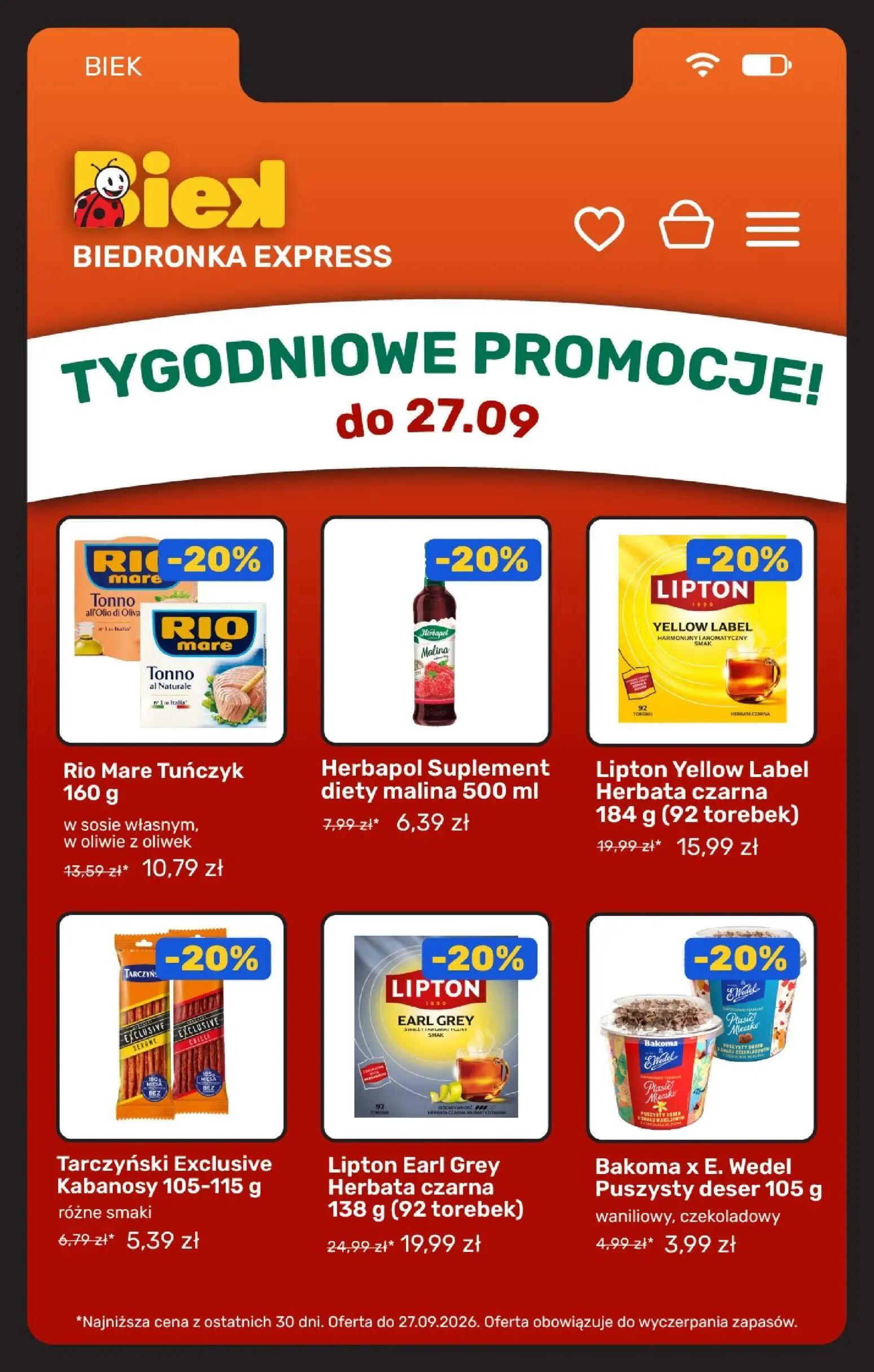 Biedronka gazetka, strona 11 z 36 — Lipton Earl Grey Herbata czarna, Lipton Yellow Label Herbata czarna, Rio Mare Tuńczyk w …