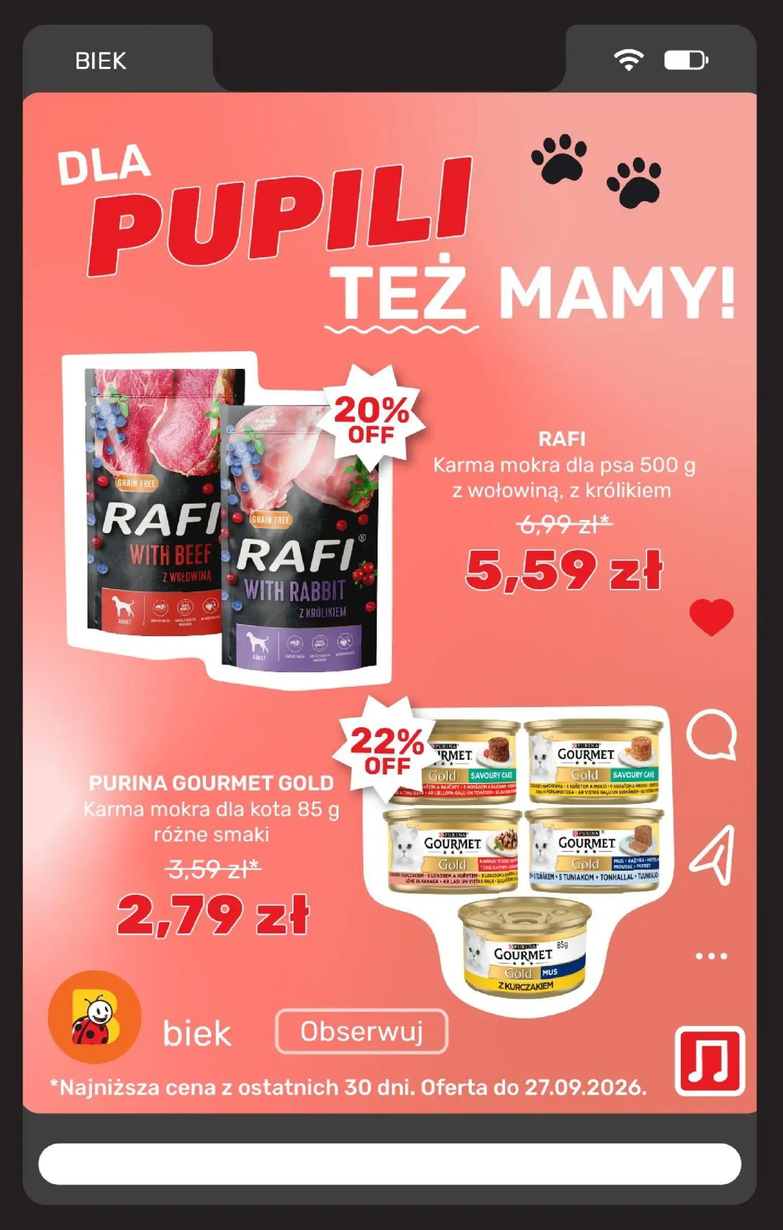 Biedronka gazetka, strona 13 z 36 — RAFI Karma mokra dla psa z wołowiną, z królikiem, PURINA GOURMET GOLD Karma mokra dla ko…