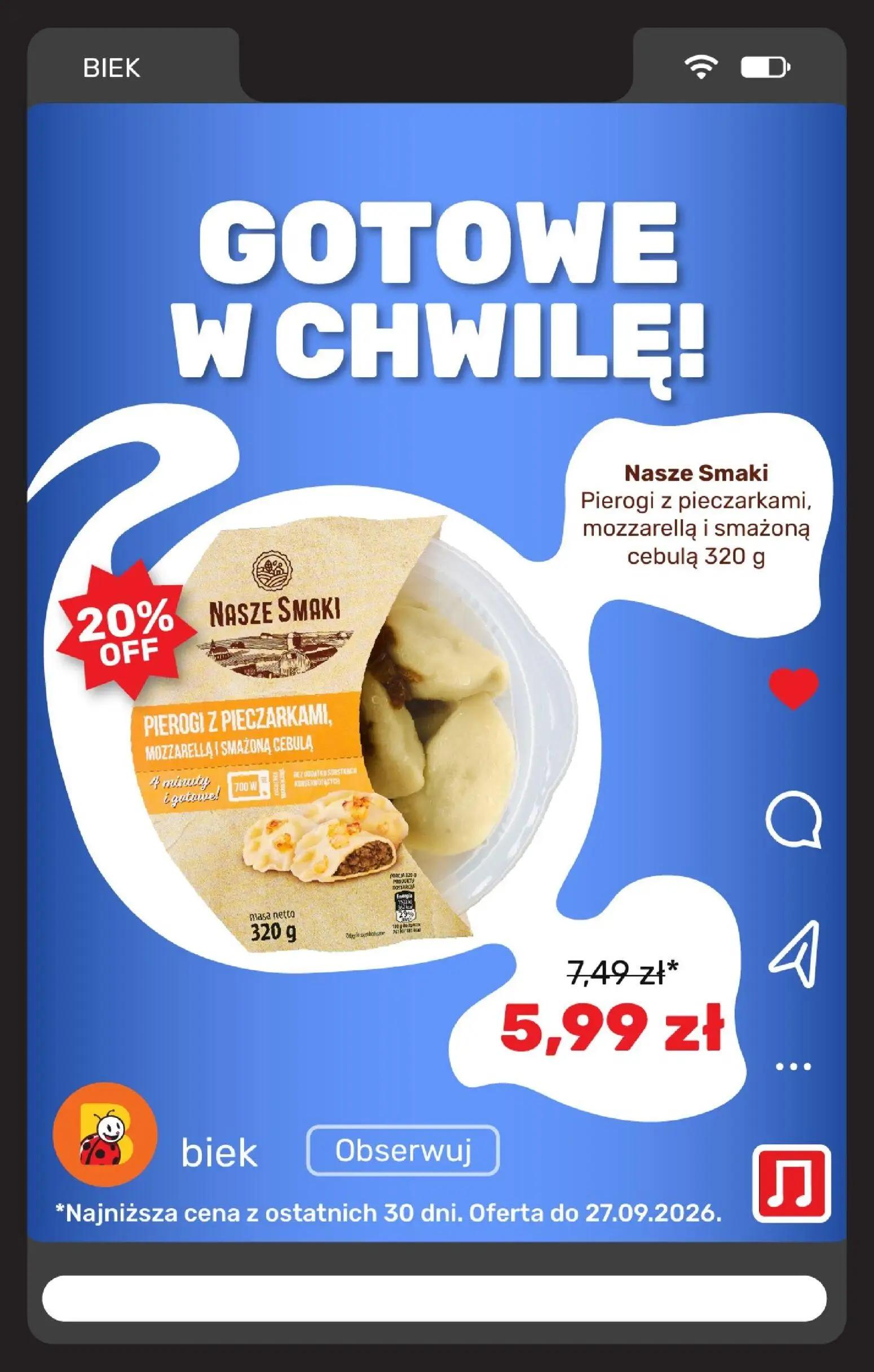 Biedronka gazetka, strona 16 z 36 — Pierogi z pieczarkami, mozzarellą i smażoną cebulą