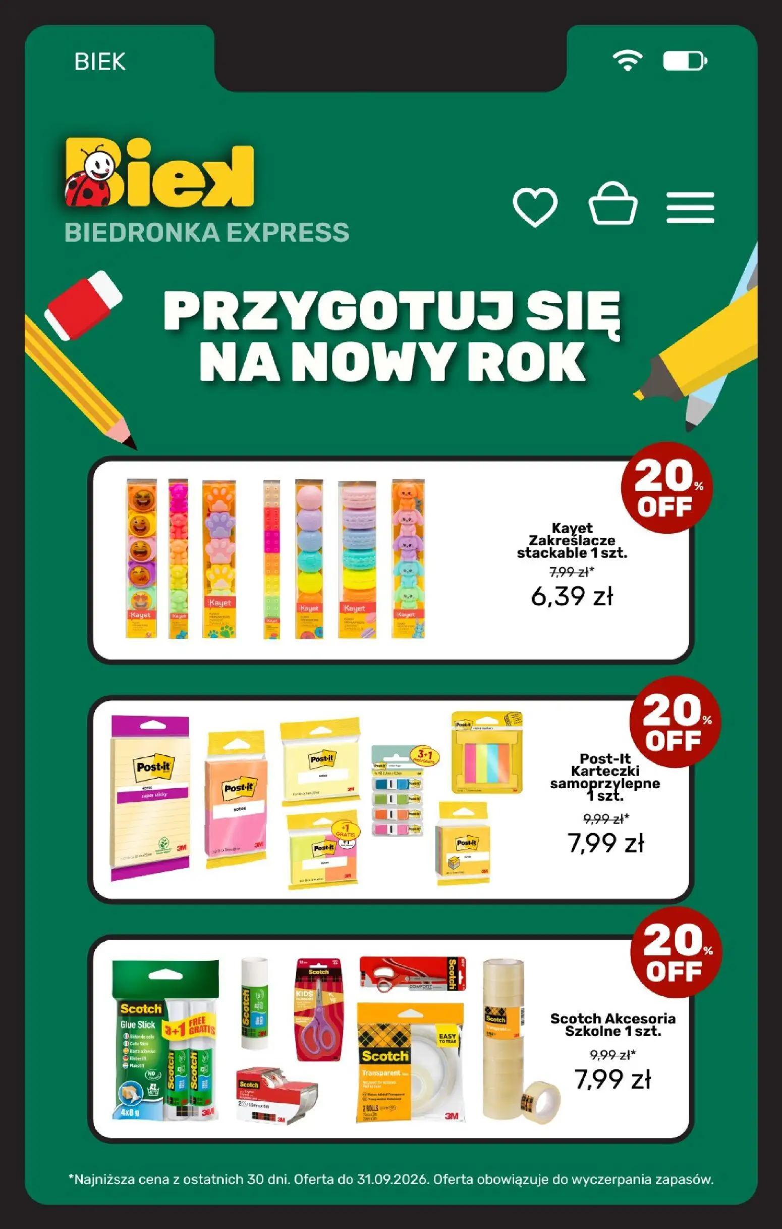 Biedronka gazetka, strona 18 z 36 — Post-It Karteczki samoprzylepne, Scotch Akcesoria Szkolne, Kayet Zakreślacze stackable