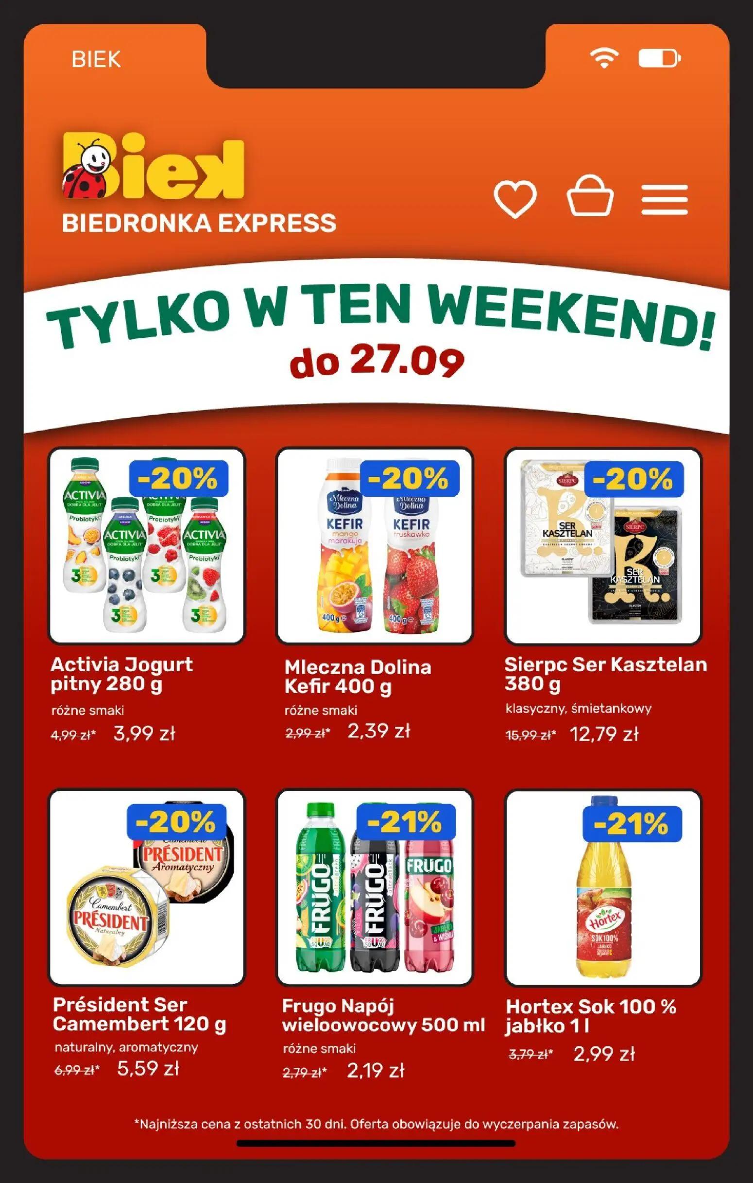 Biedronka gazetka, strona 19 z 36 — Sierpc Ser Kasztelan, Président Ser Camembert, Activia Jogurt pitny