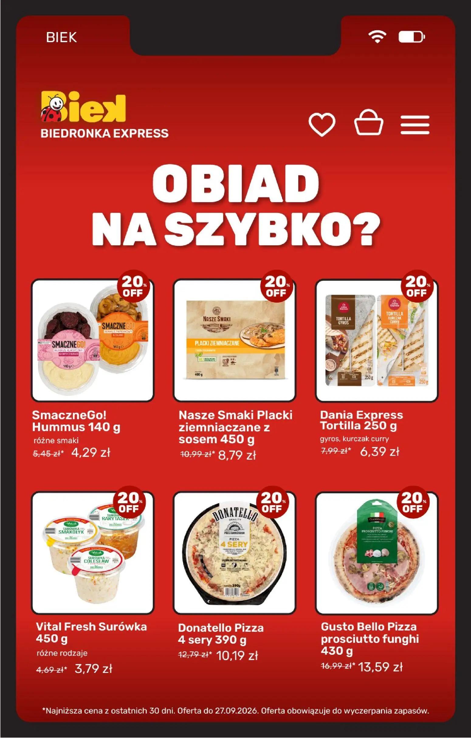 Biedronka gazetka, strona 26 z 36 — Gusto Bello Pizza prosciutto funghi, Donatello Pizza 4 sery, Nasze Smaki Placki ziemniac…