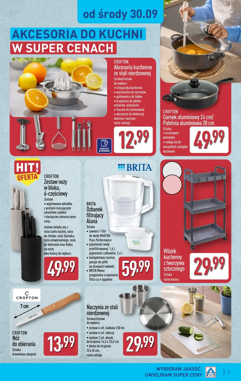 ALDI gazetka, strona 3 z 14 — CROFTON Akcesoria kuchenne ze stali nierdzewnej, CROFTON Garnek aluminiowy 24 cm/ Patelnia alu…