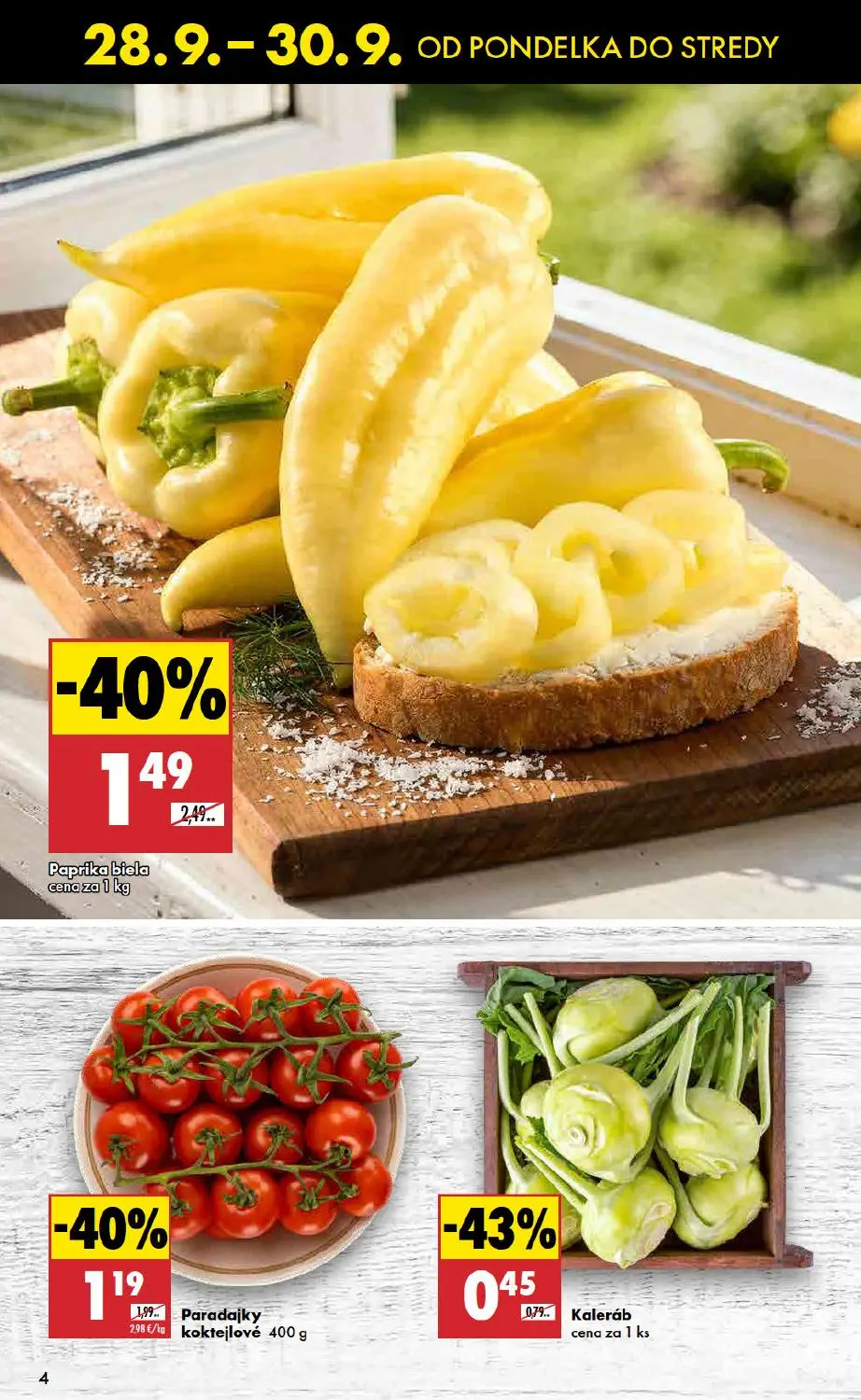 Biedronka leták, strana 4 z 11 — Paprika biela, Paradajky koktejlové, Kaleráb