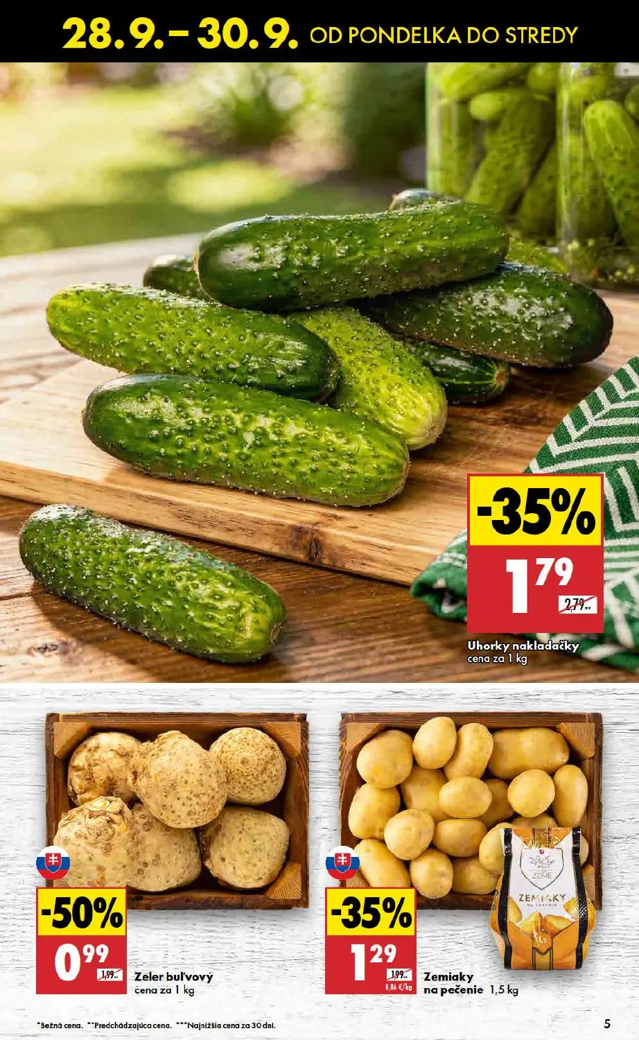 Biedronka leták, strana 5 z 11 — Uhorky nakladačky, Zeler bulvový, Zemiaky na pečenie