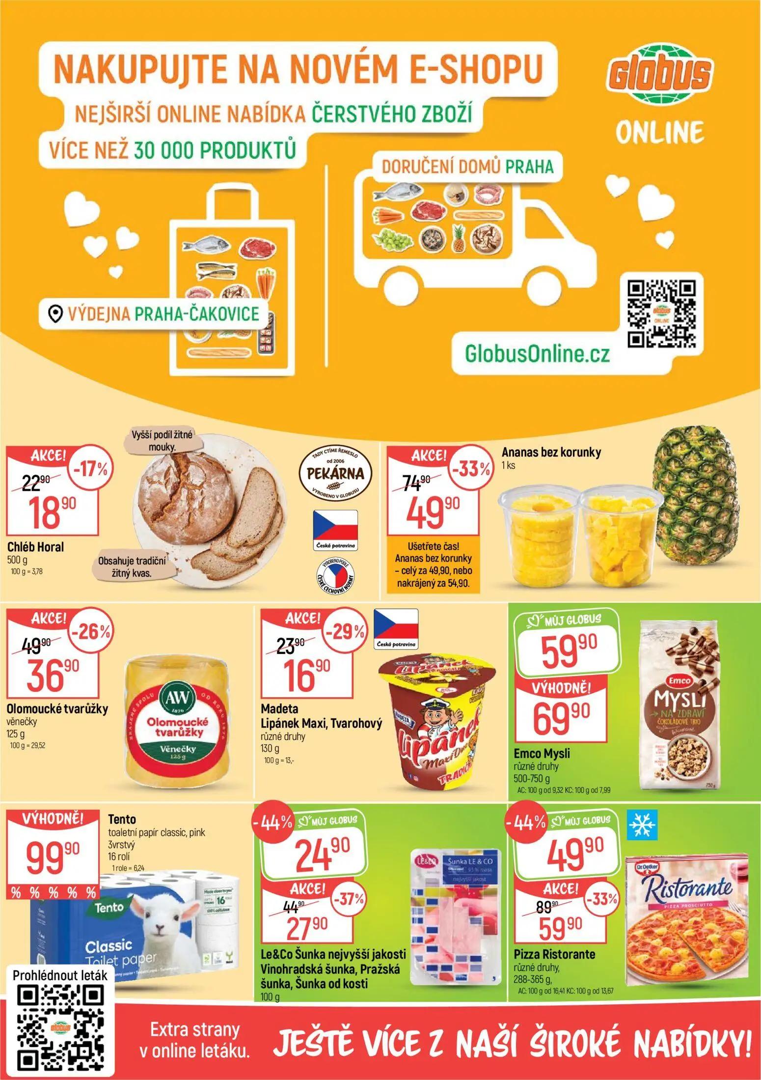 GLOBUS leták, strana 2 z 51 — Pizza Ristorante, Ananas bez korunky, Le&Co Šunka nejvyšší jakosti Vinohradská šunka, Pražská …
