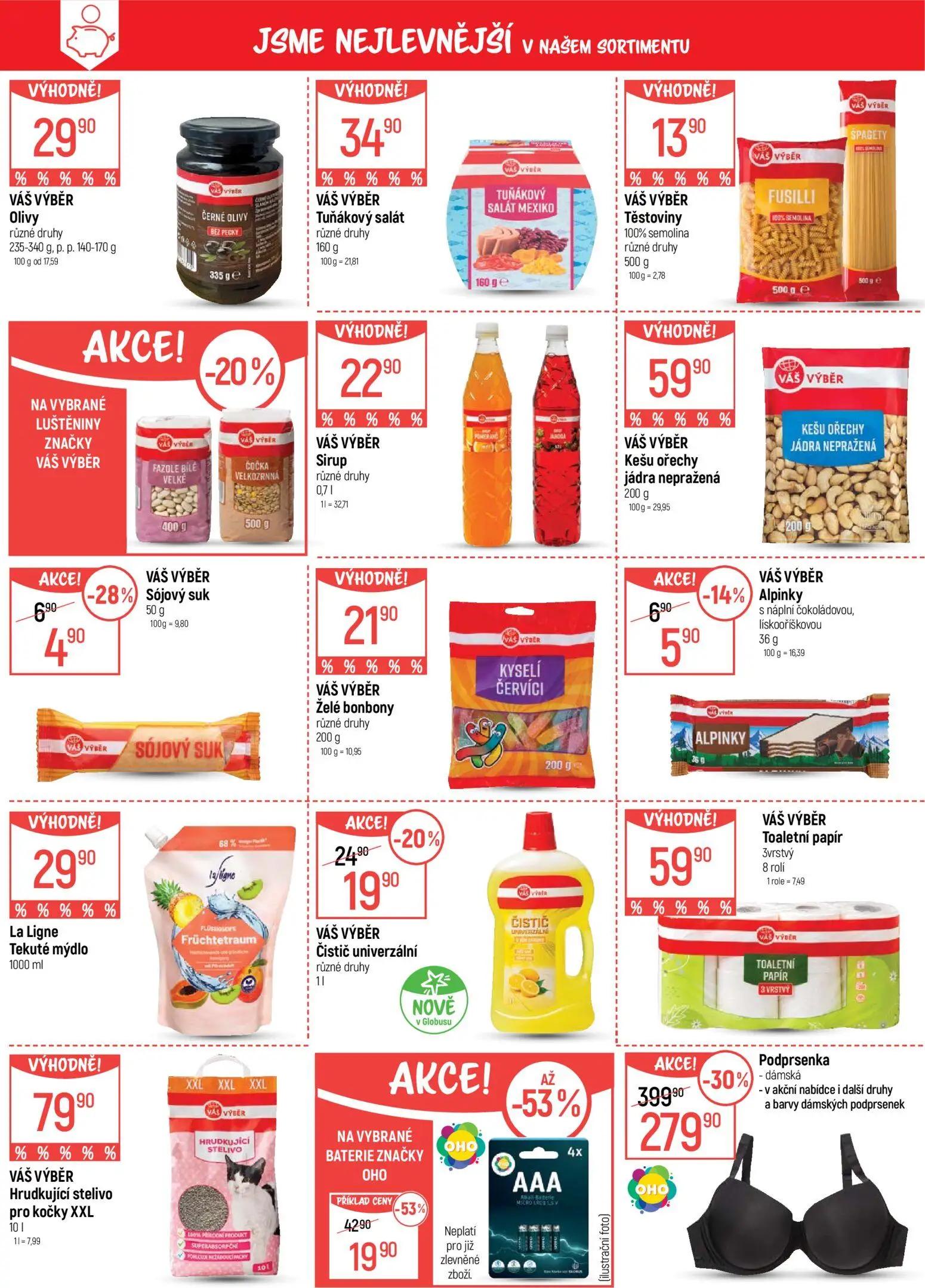 GLOBUS leták, strana 4 z 51 — Podprsenka, BATERIE ZNAČKY OHO, Čistič univerzální