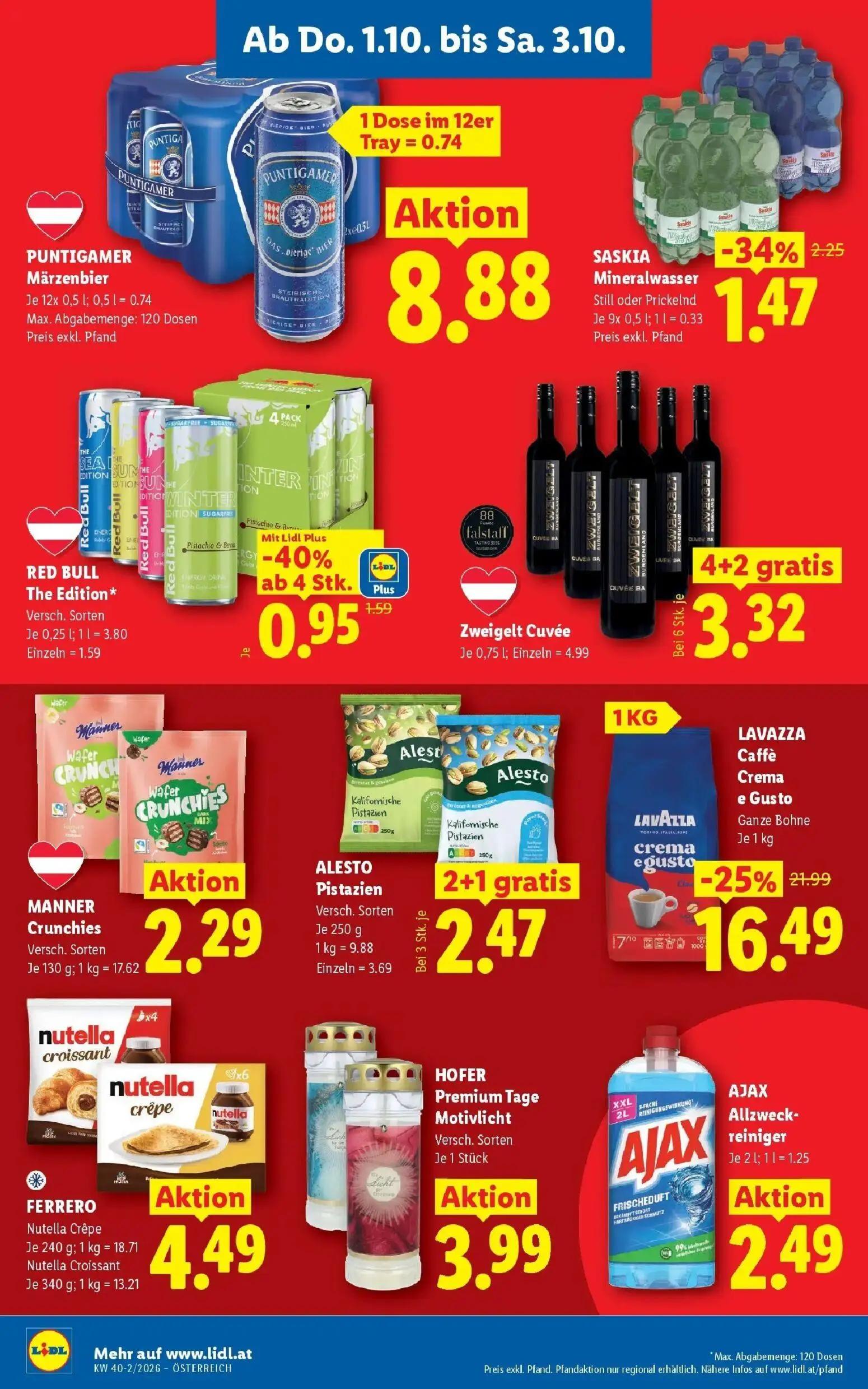 Lidl Prospekt, Seite 12 von 53 — LAVAZZA Caffè Crema e Gusto Ganze Bohne, Zweigelt Cuvée, ALESTO Pistazien