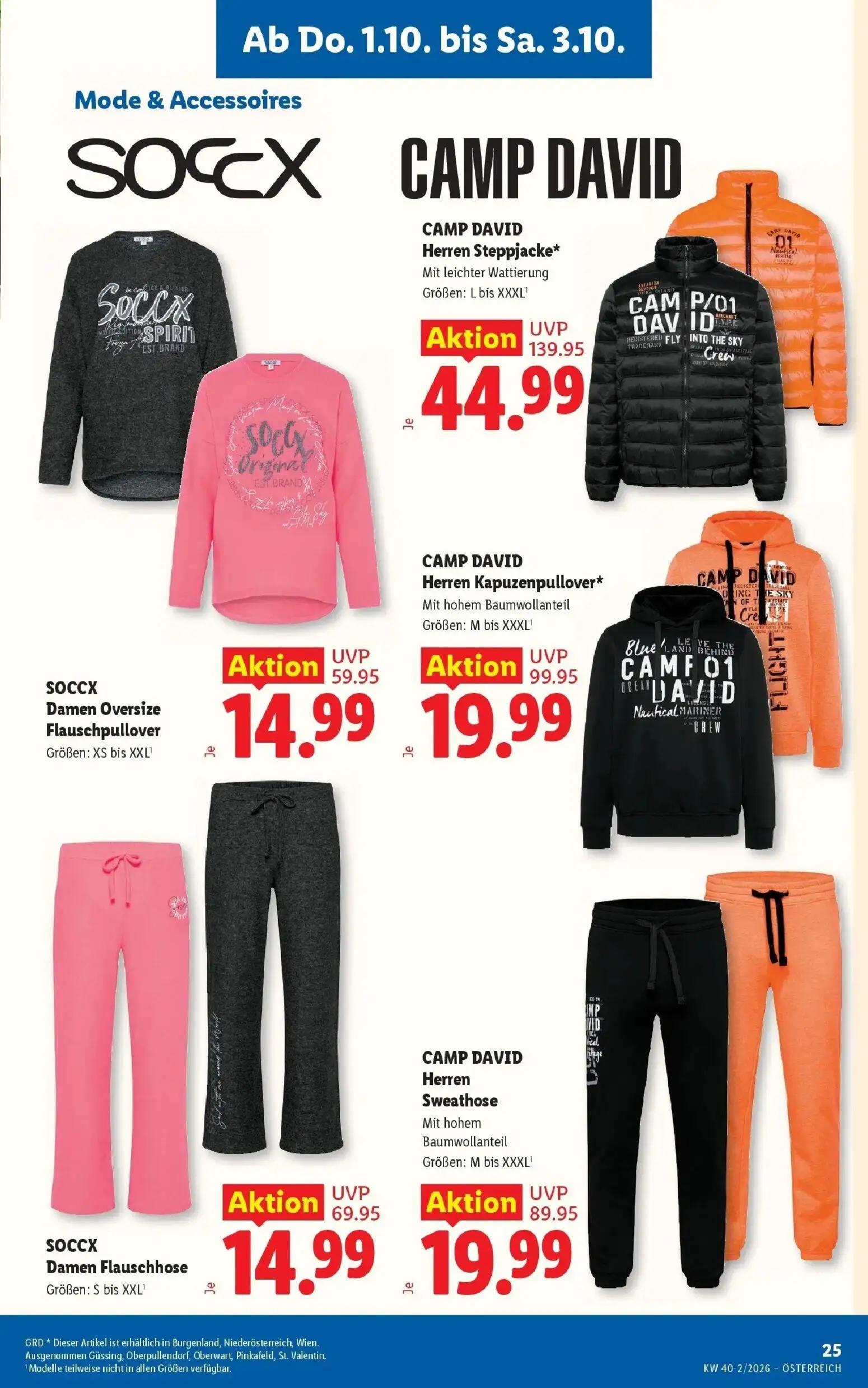 Lidl Prospekt, Seite 29 von 53 — Herren Steppjacke*, Herren Kapuzenpullover*, Herren Sweathose