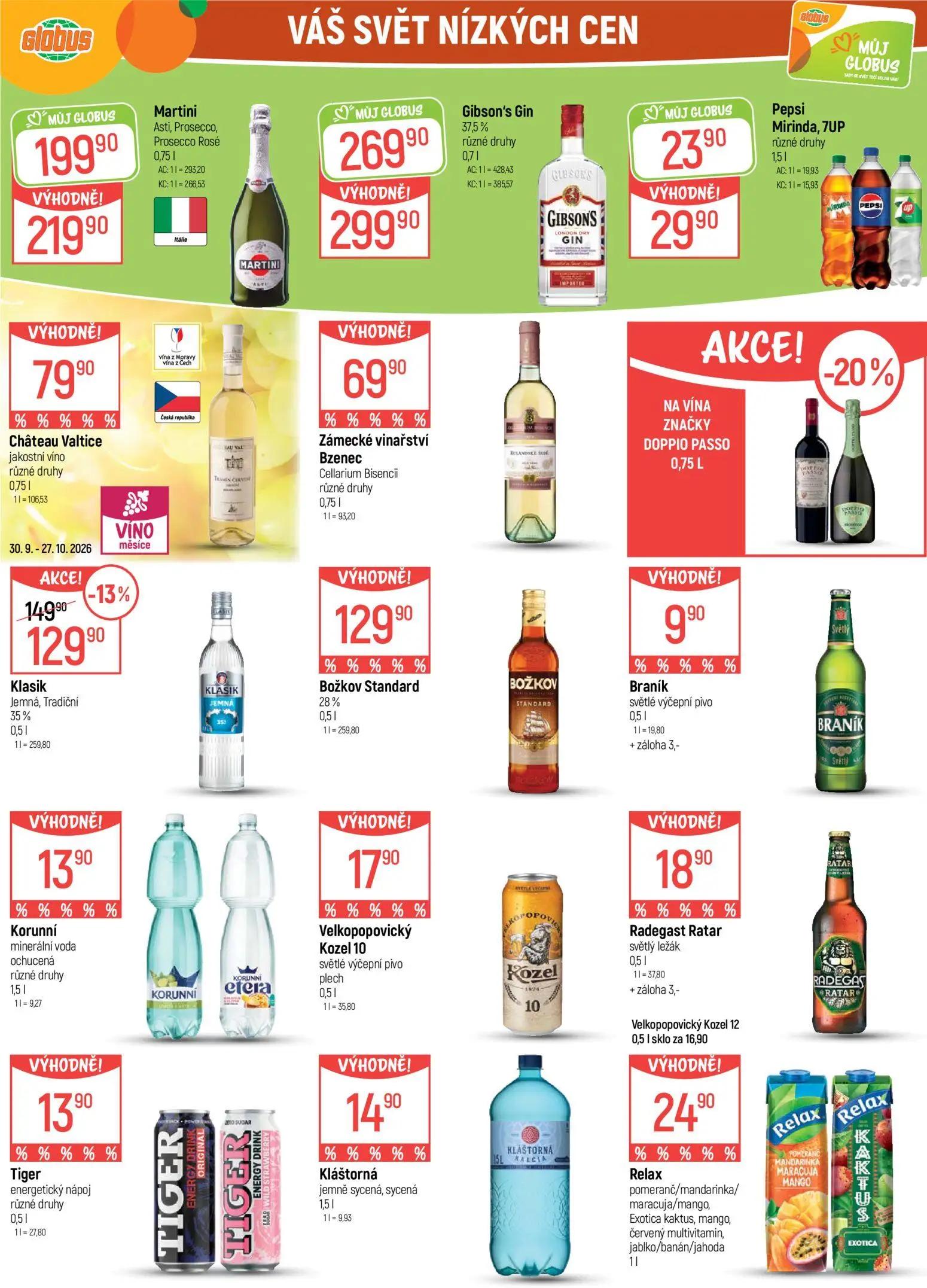 GLOBUS leták, strana 34 z 51 — Gibson's Gin, Martini Asti, Prosecco, Prosecco Rosé, Klasik Jemná, Tradiční