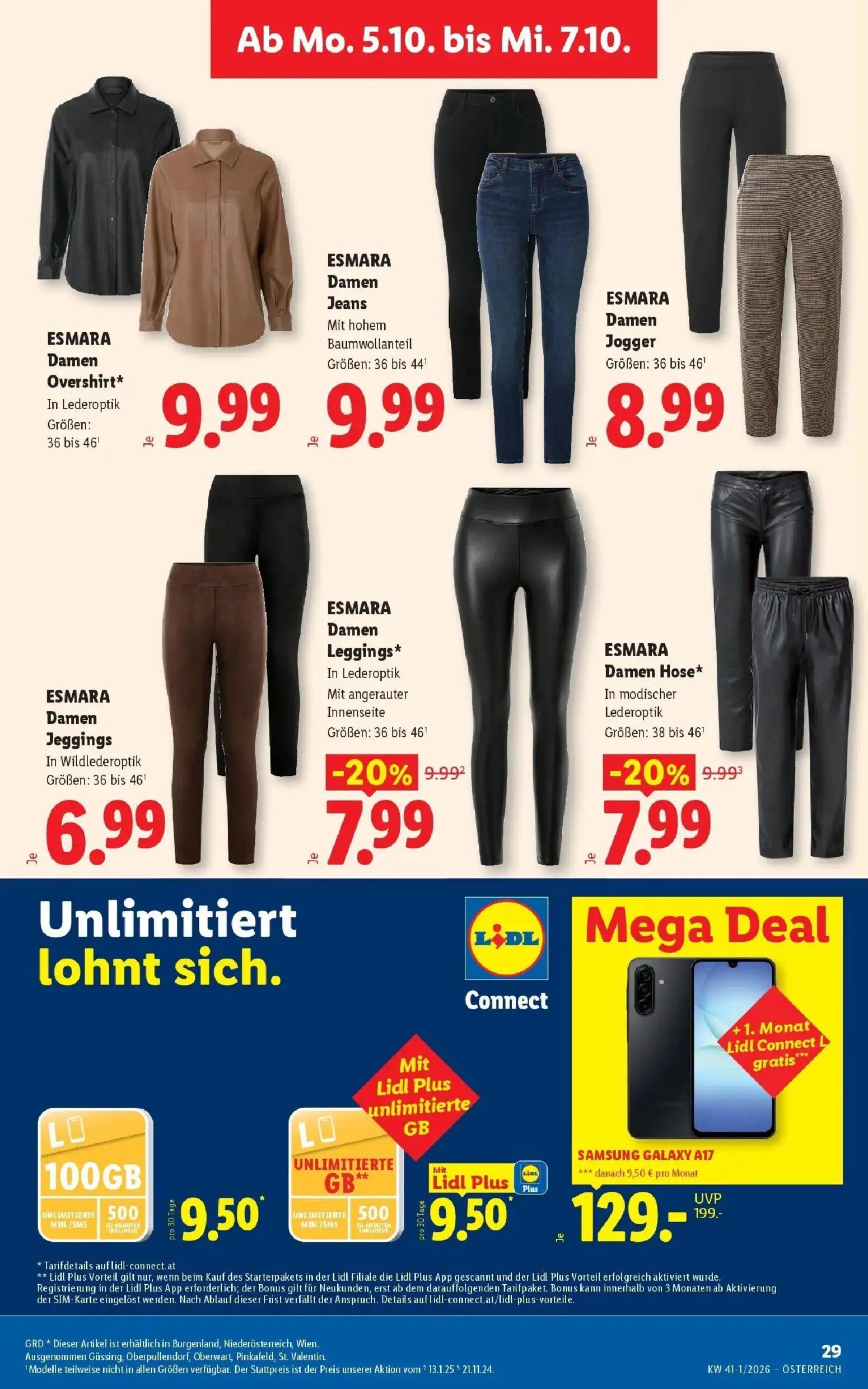 Lidl Prospekt, Seite 34 von 53 — SAMSUNG GALAXY A17, ESMARA Damen Leggings*, ESMARA Damen Hose*