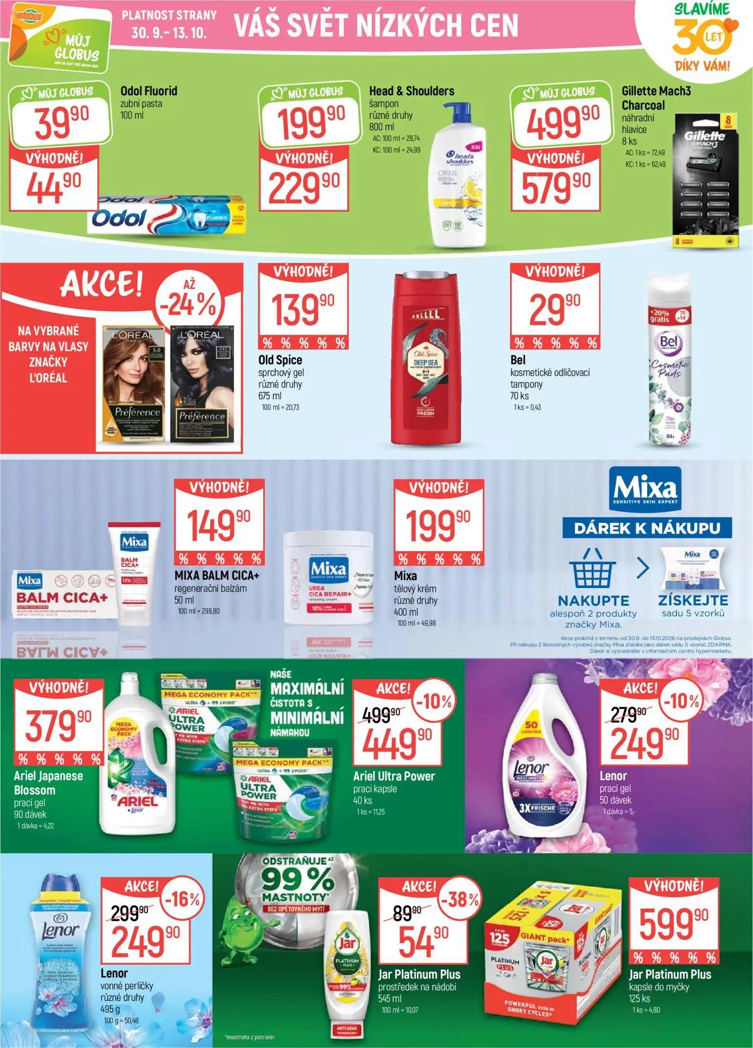 GLOBUS leták, strana 37 z 51 — Gillette Mach3 Charcoal náhradní hlavice, Ariel Ultra Power prací kapsle, Lenor vonné perličk…