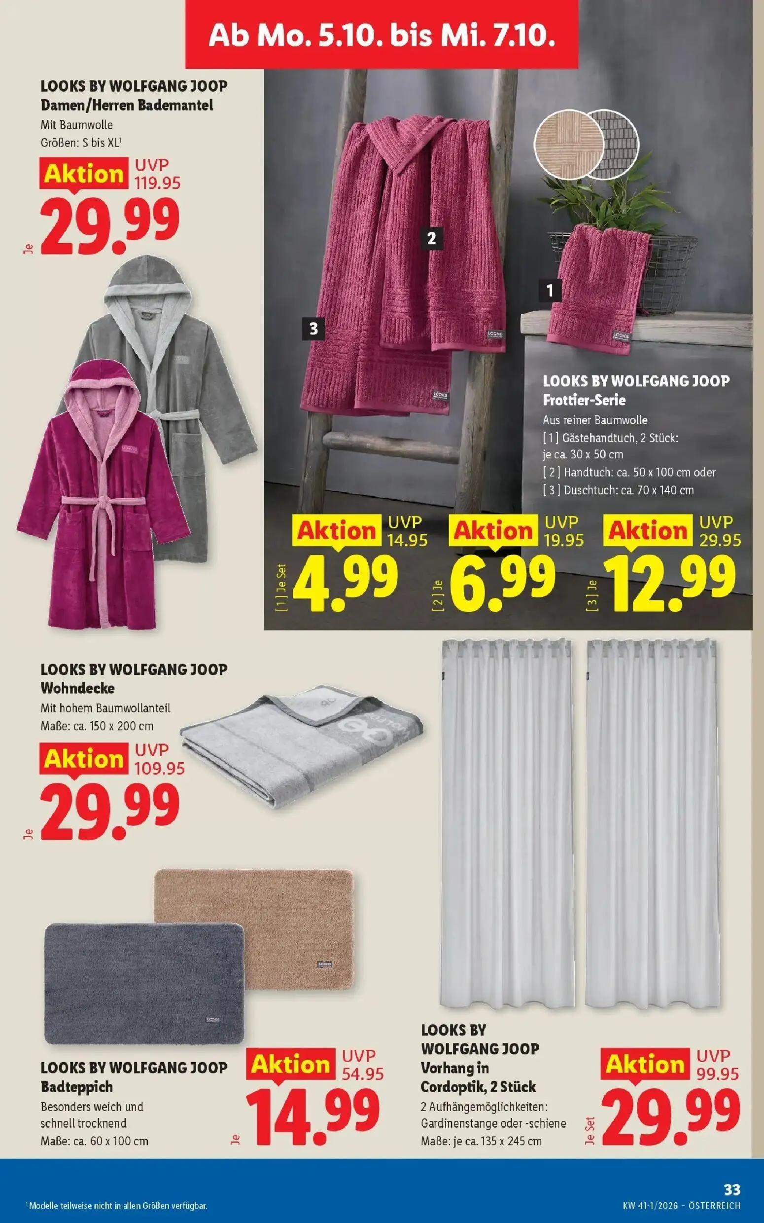 Lidl Prospekt, Seite 38 von 53 — Damen/Herren Bademantel, Wohndecke, Vorhang in Cordoptik, 2 Stück