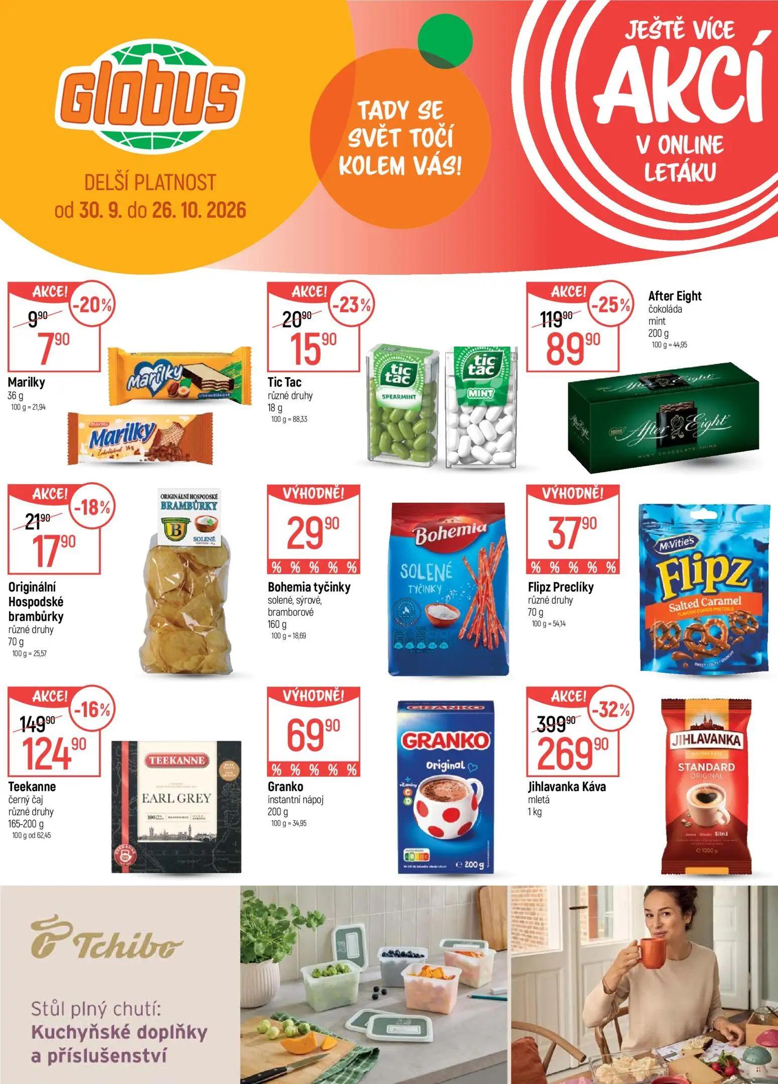 GLOBUS leták, strana 45 z 51 — Jihlavanka Káva mletá, After Eight čokoláda mint, Teekanne černý čaj
