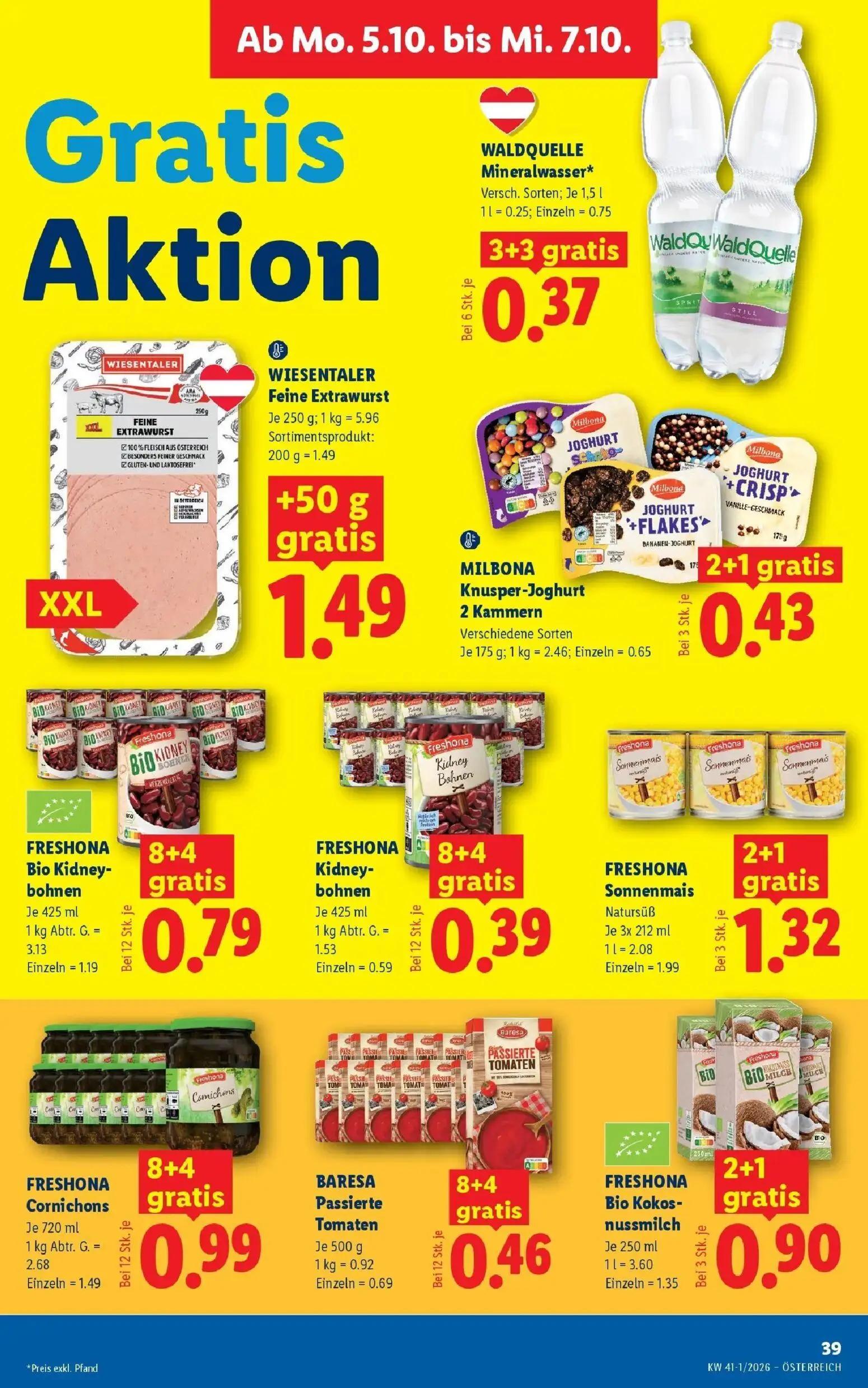 Lidl Prospekt, Seite 46 von 53 — FRESHONA Sonnenmais, FRESHONA Cornichons, FRESHONA Bio Kokosnussmilch