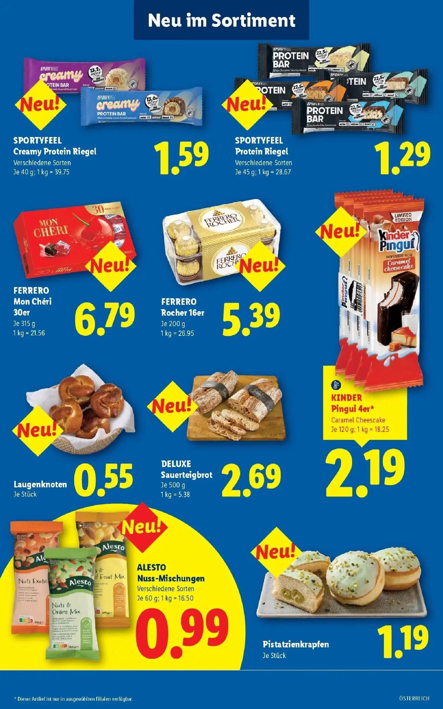 Lidl Prospekt, Seite 48 von 53 — SPORTYFEEL Creamy Protein Riegel, SPORTYFEEL Protein Riegel, FERRERO Mon Chéri 30er