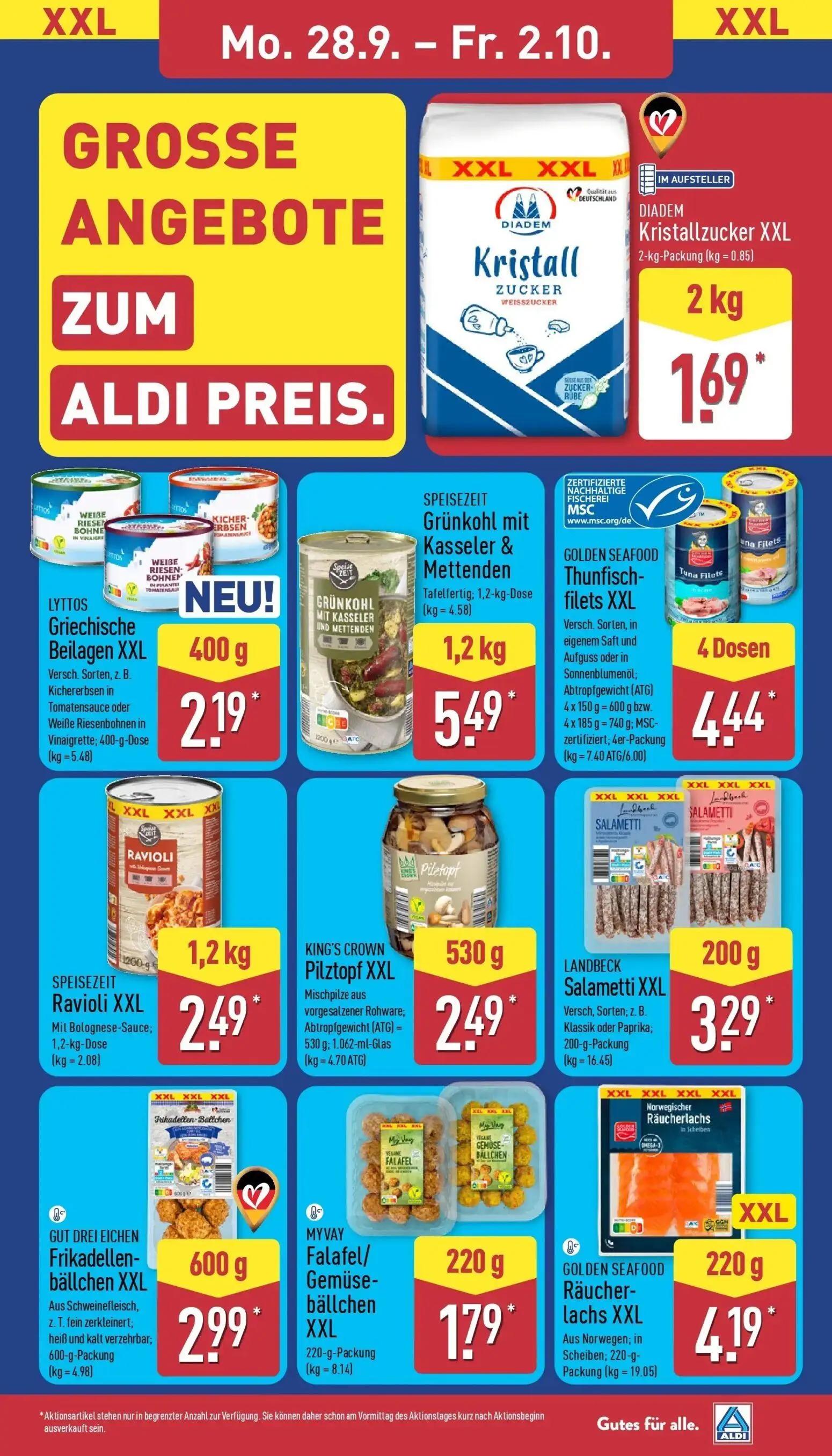 Aldi Nord Prospekt, Seite 11 von 43 — DIADEM Kristallzucker XXL, LYTTOS Griechische Beilagen XXL, SPEISEZEIT Grünkohl mit Ka…