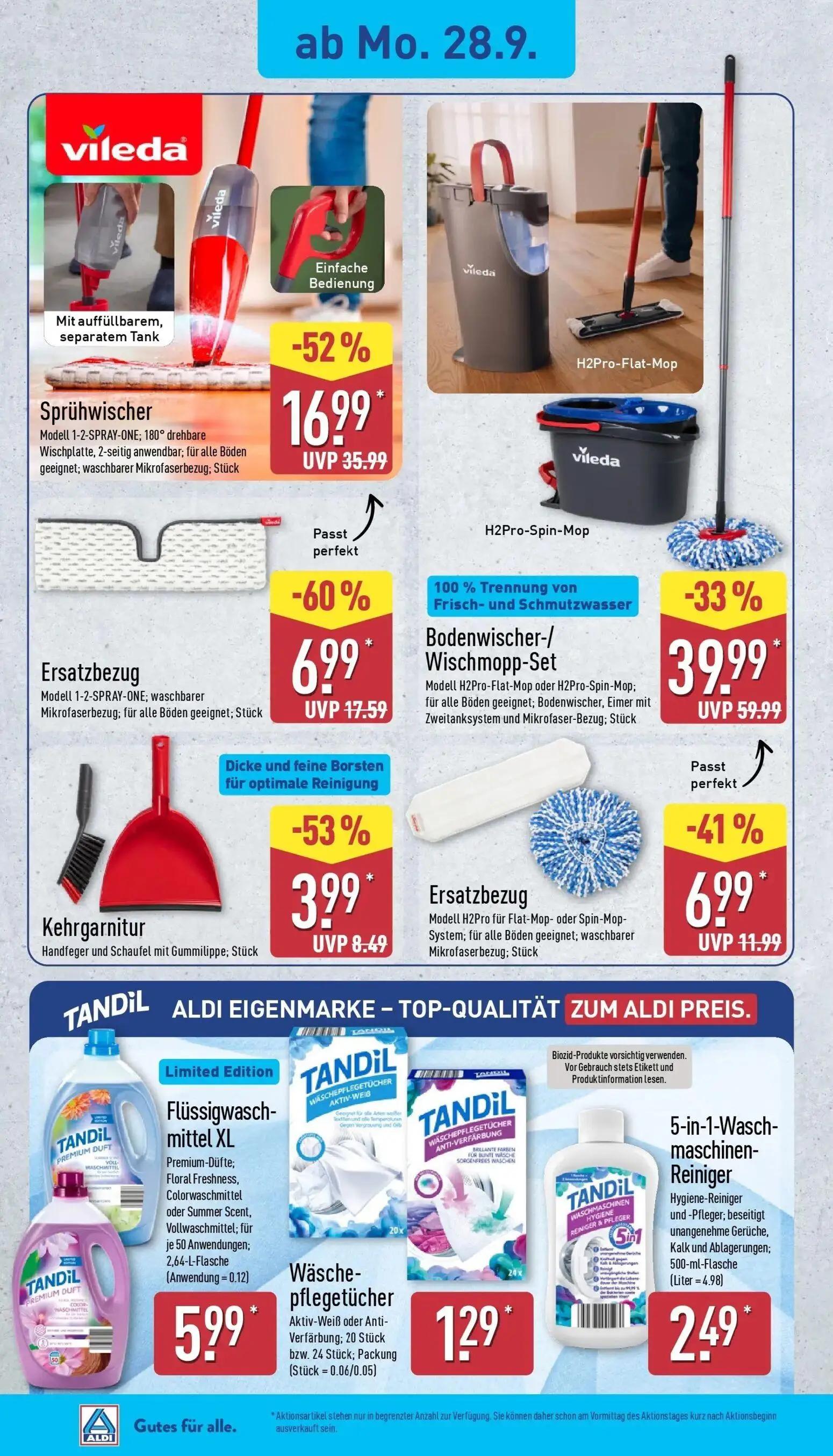 Aldi Nord Prospekt, Seite 16 von 43 — Bodenwischer-/ Wischmopp-Set, Sprühwischer, Ersatzbezug