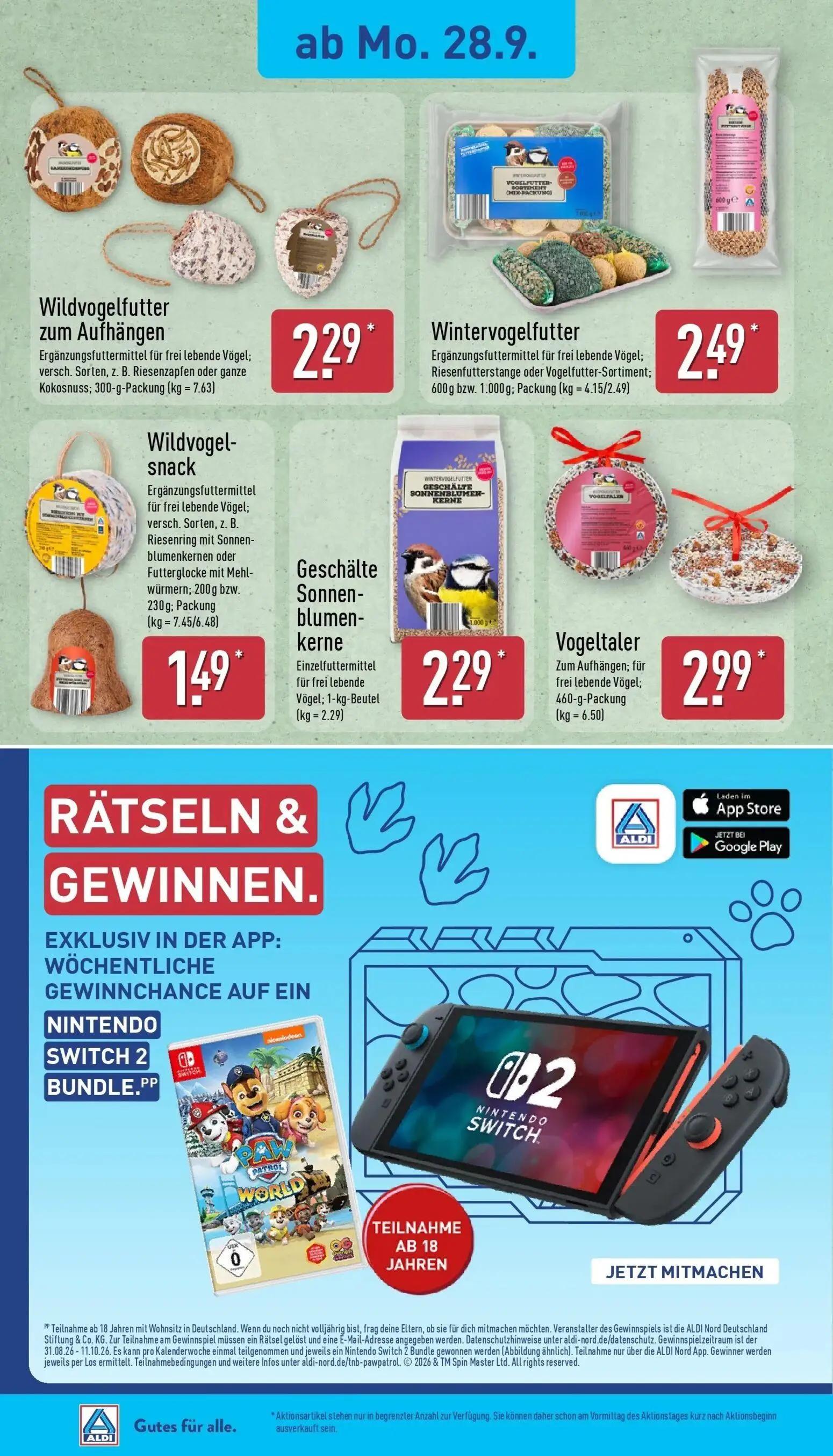 Aldi Nord Prospekt, Seite 20 von 43 — Wildvogelfutter zum Aufhängen, Wintervogelfutter, Wildvogel-snack