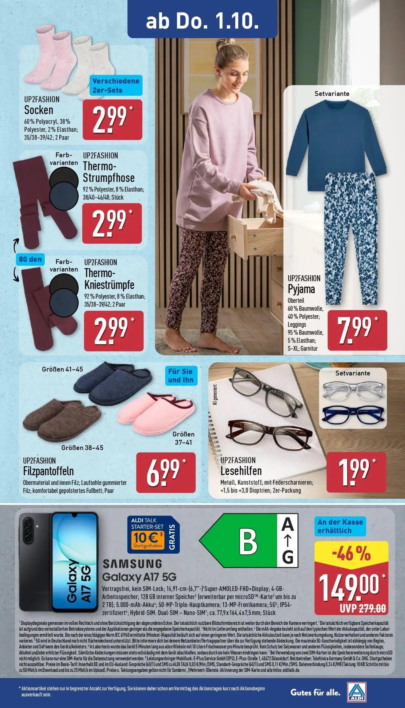 Aldi Nord Prospekt, Seite 21 von 43 — Galaxy A17 5G, Socken, Thermo-Strumpfhose