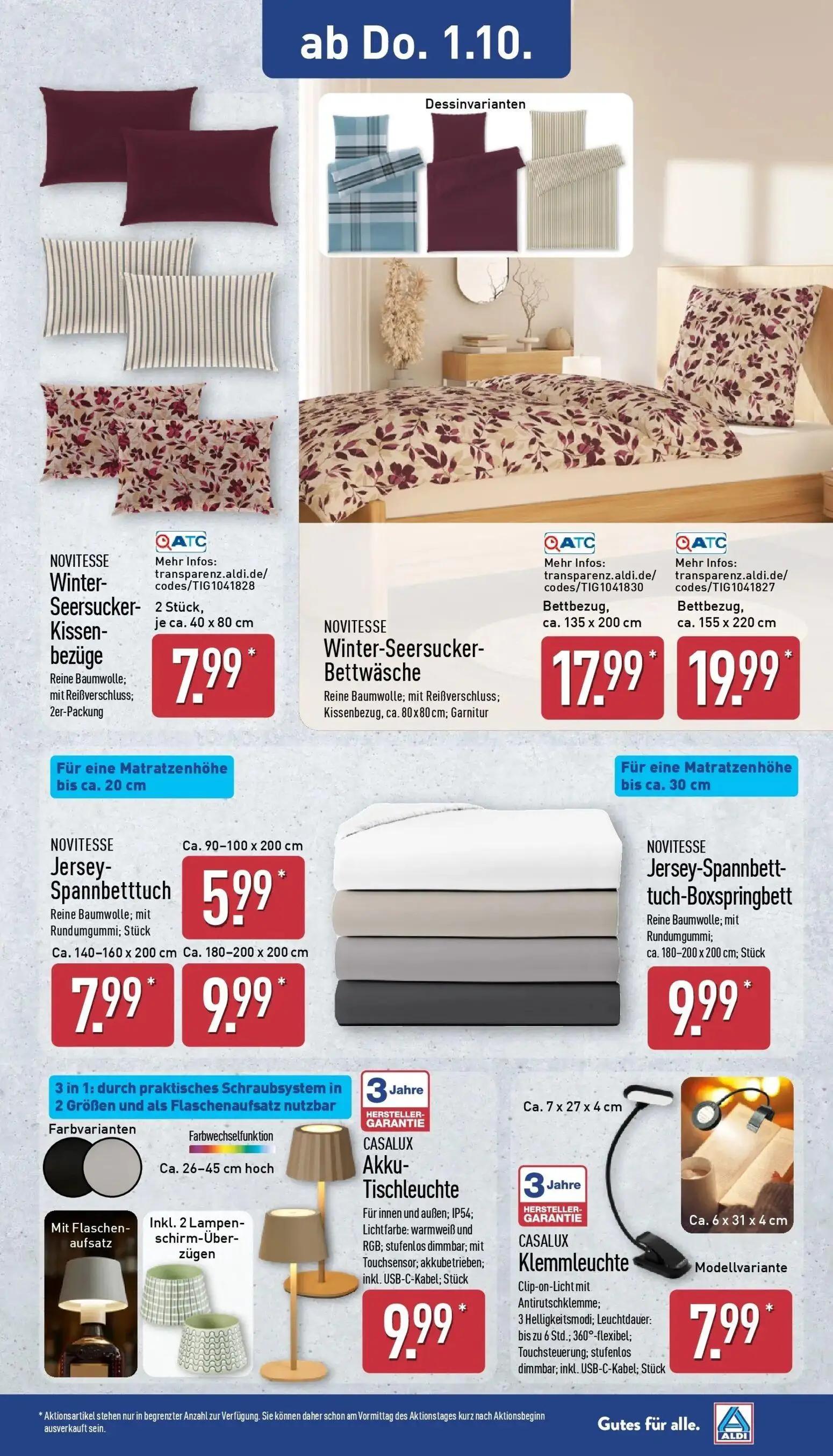 Aldi Nord Prospekt, Seite 25 von 43 — NOVITESSE Winter-Seersucker-Kissenbezüge, NOVITESSE Winter-Seersucker-Bettwäsche, NOVI…