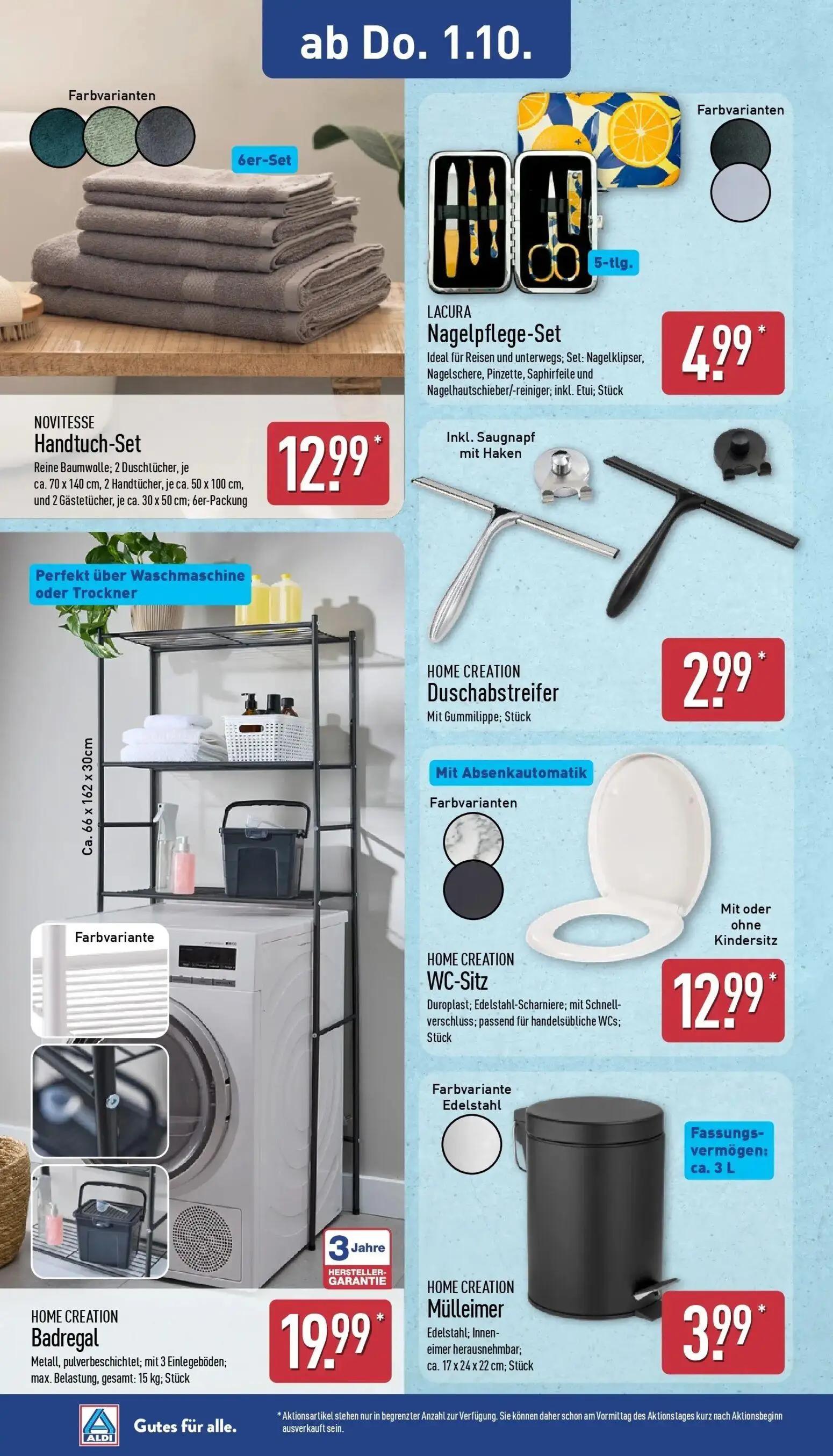 Aldi Nord Prospekt, Seite 26 von 43 — Handtuch-Set, Nagelpflege-Set, Duschabstreifer