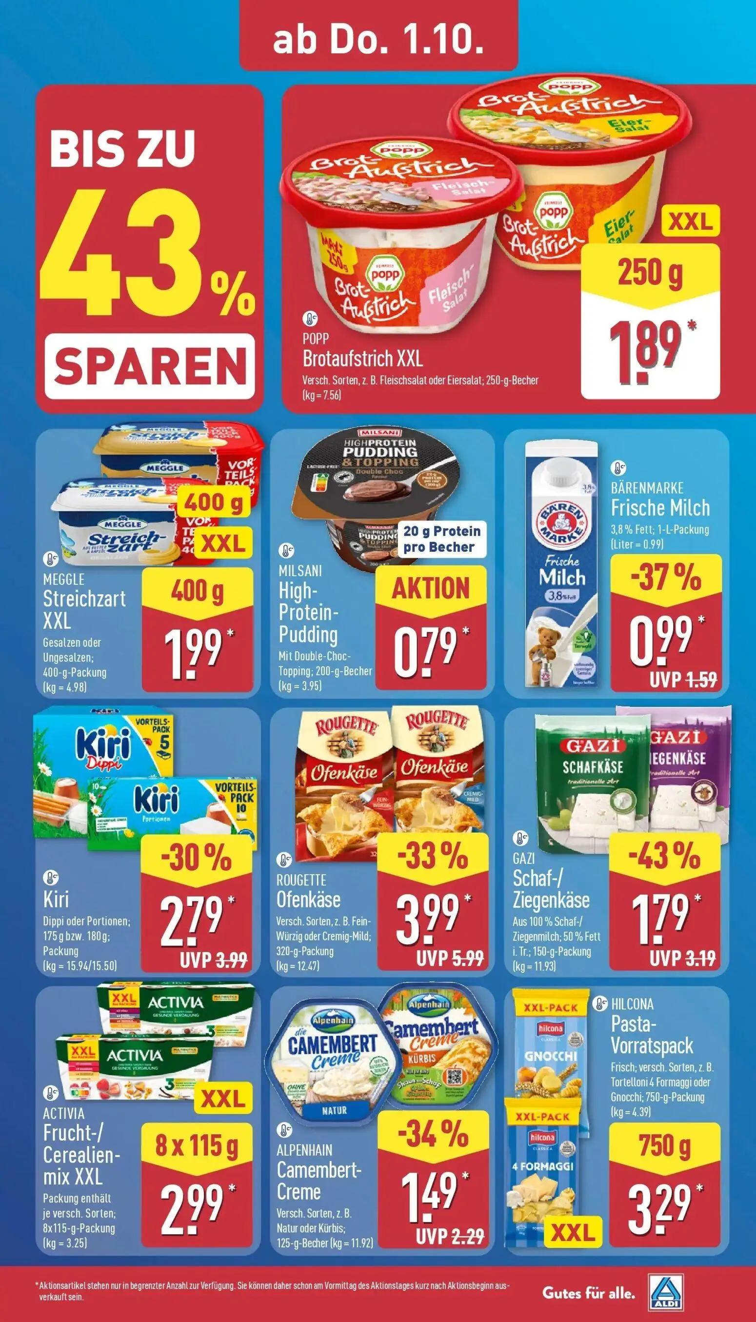Aldi Nord Prospekt, Seite 29 von 43 — ROUGETTE Ofenkäse, GAZI Schaf-/Ziegenkäse, Kiri Dippi oder Portionen