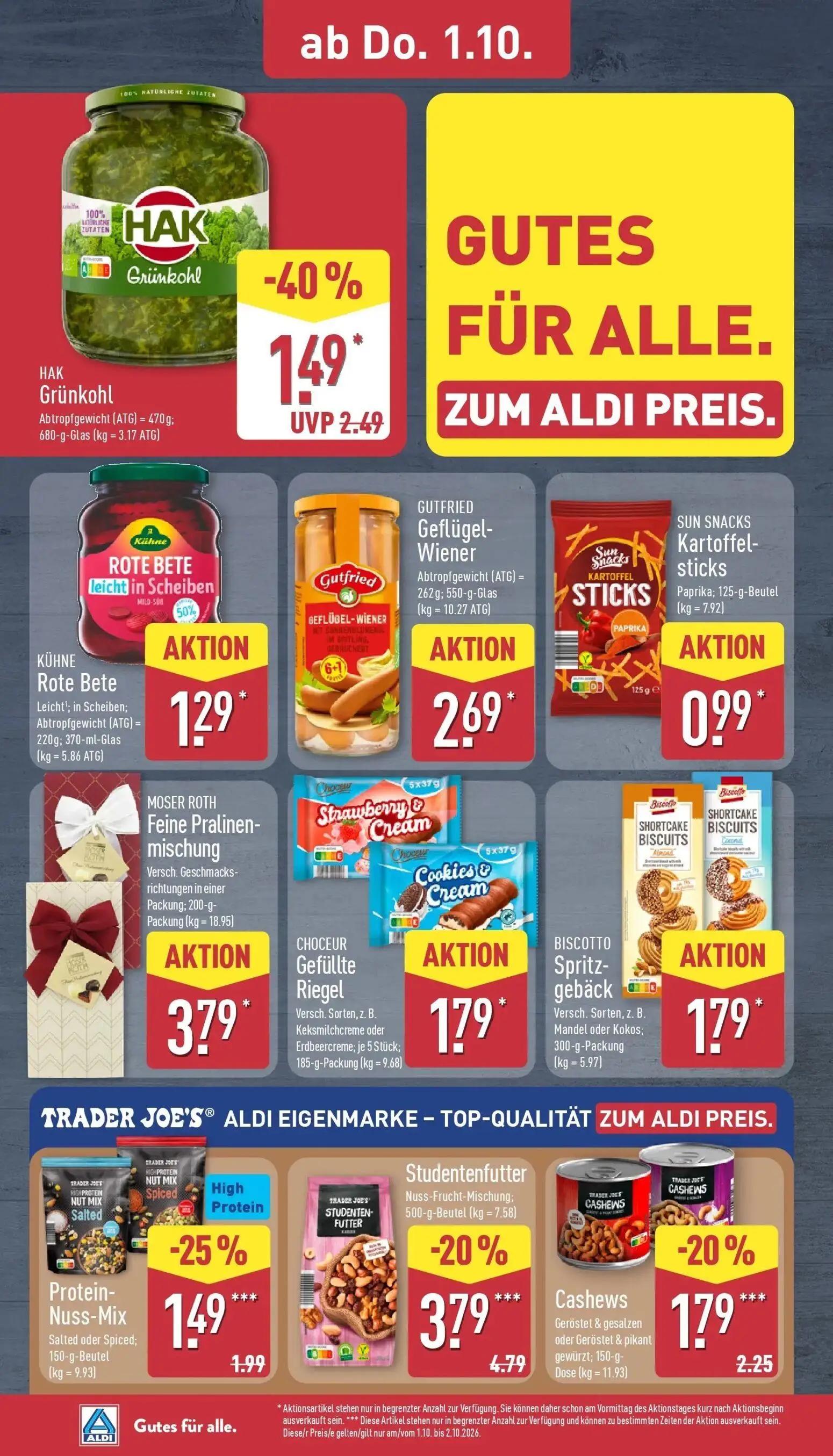 Aldi Nord Prospekt, Seite 30 von 43 — HAK Grünkohl, Studentenfutter Nuss-Frucht-Mischung, Protein-Nuss-Mix