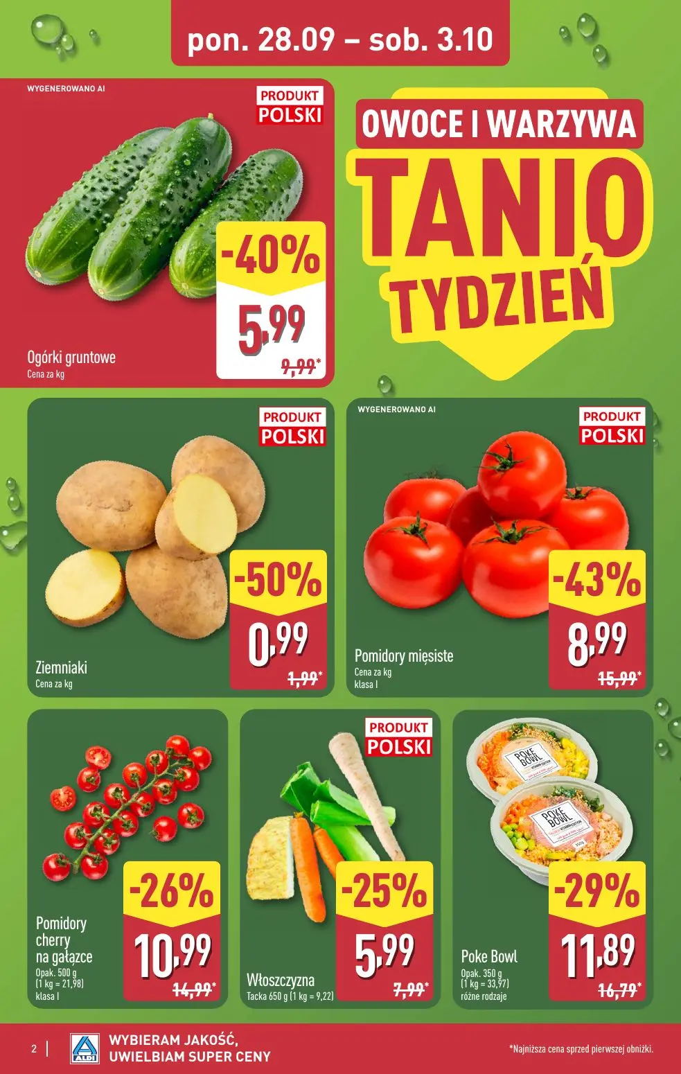 ALDI gazetka, strona 2 z 52 — Pomidory mięsiste, Poke Bowl, Ogórki gruntowe