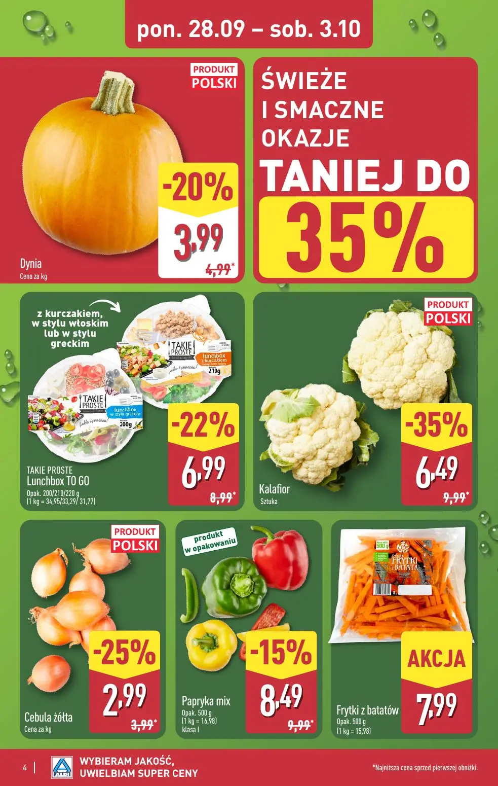 ALDI gazetka, strona 4 z 52 — Kalafior, TAKIE PROSTE Lunchbox TO GO, Papryka mix