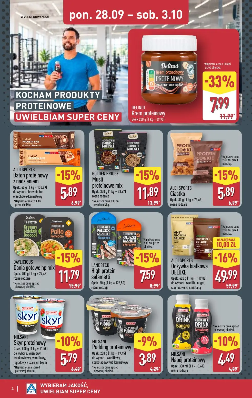 ALDI gazetka, strona 4 z 4 — ALDI SPORTS Odżywka białkowa DELUXE, DELINUT Krem proteinowy, DAYLICIOUS Dania gotowe hp mix