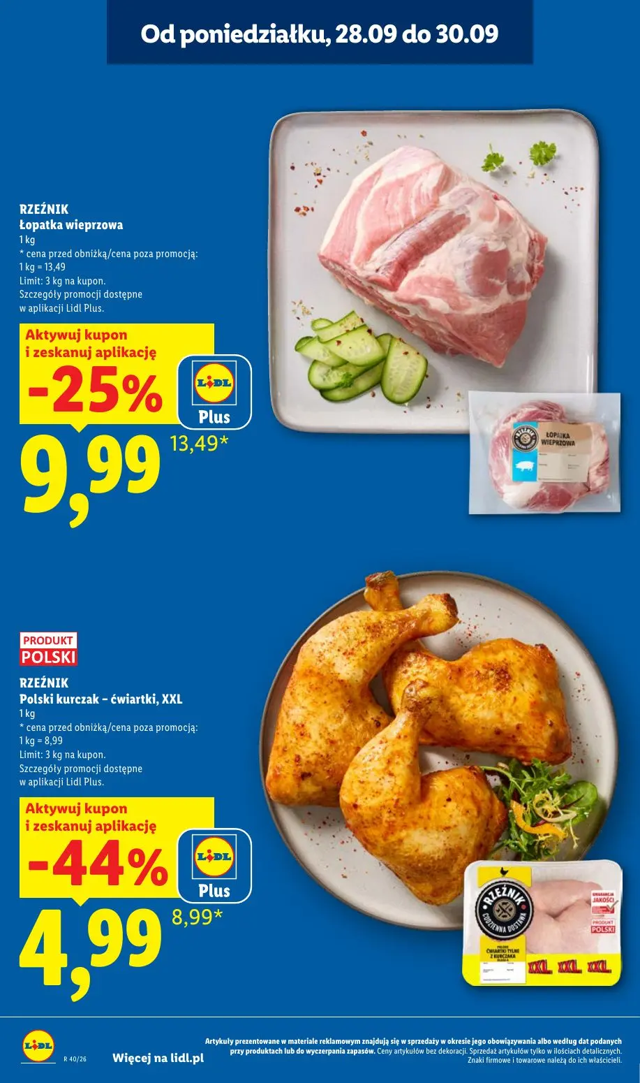 Lidl gazetka, strona 8 z 101 — Polski kurczak - ćwiartki, XXL, Łopatka wieprzowa