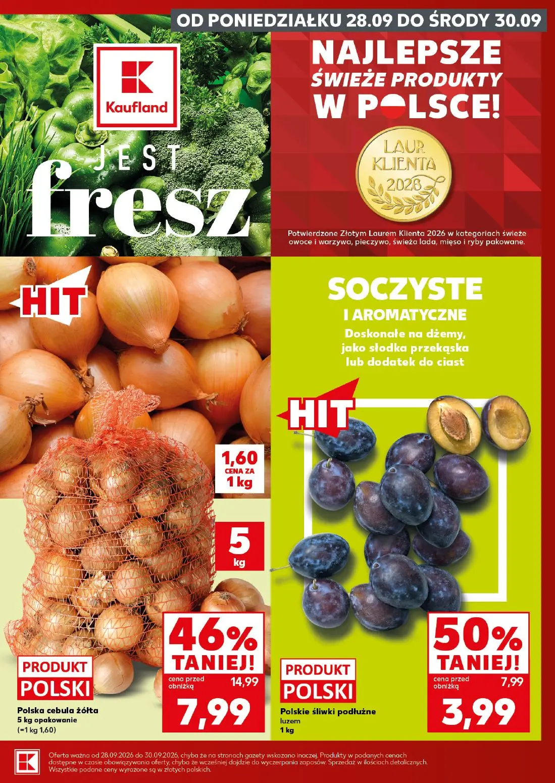 Kaufland gazetka, strona 3 z 30 — Polska cebula żółta, Polskie śliwki podłużne luzem