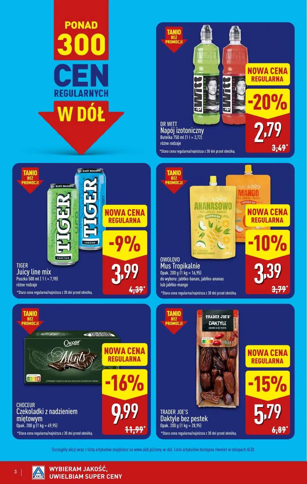 ALDI gazetka, strona 14 z 52 — CHOCEUR Czekoladki z nadzieniem miętowym, TRADER JOE'S Daktyle bez pestek, DR WITT Napój izot…