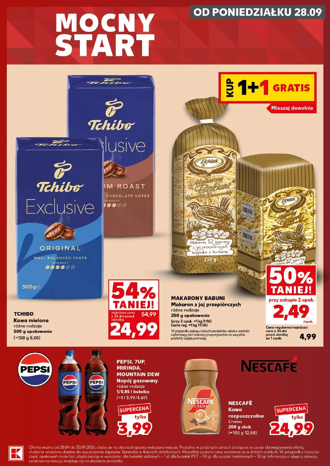 Kaufland gazetka, strona 7 z 30 — TCHIBO Kawa mielona różne rodzaje, MAKARONY BABUNI Makaron z jaj przepiórczych różne rodza…