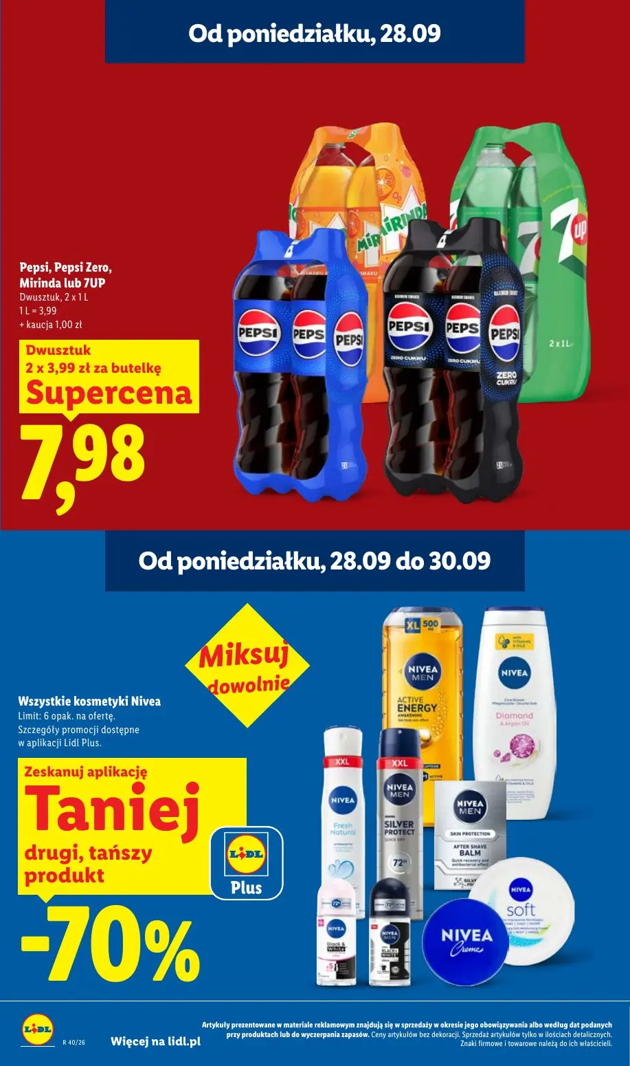 Lidl gazetka, strona 18 z 101 — Pepsi, Pepsi Zero, Mirinda lub 7UP Dwusztuk