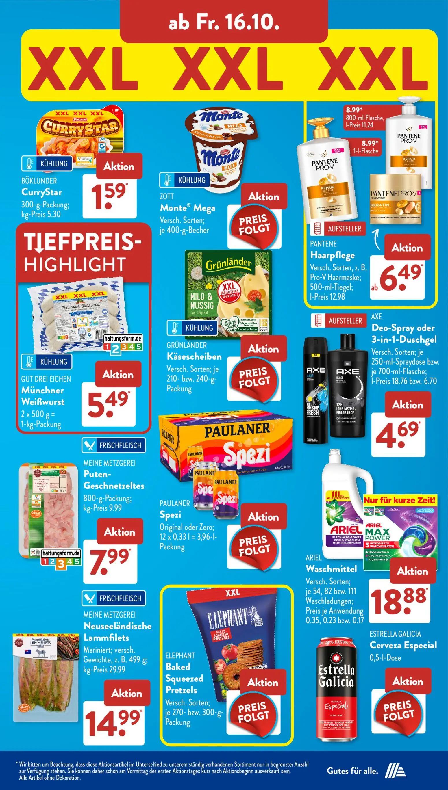 Aldi Süd Prospekt, Seite 15 von 23 — PANTENE Haarpflege, BÖKLUNDER CurryStar, GUT DREI EICHEN Münchner Weißwurst