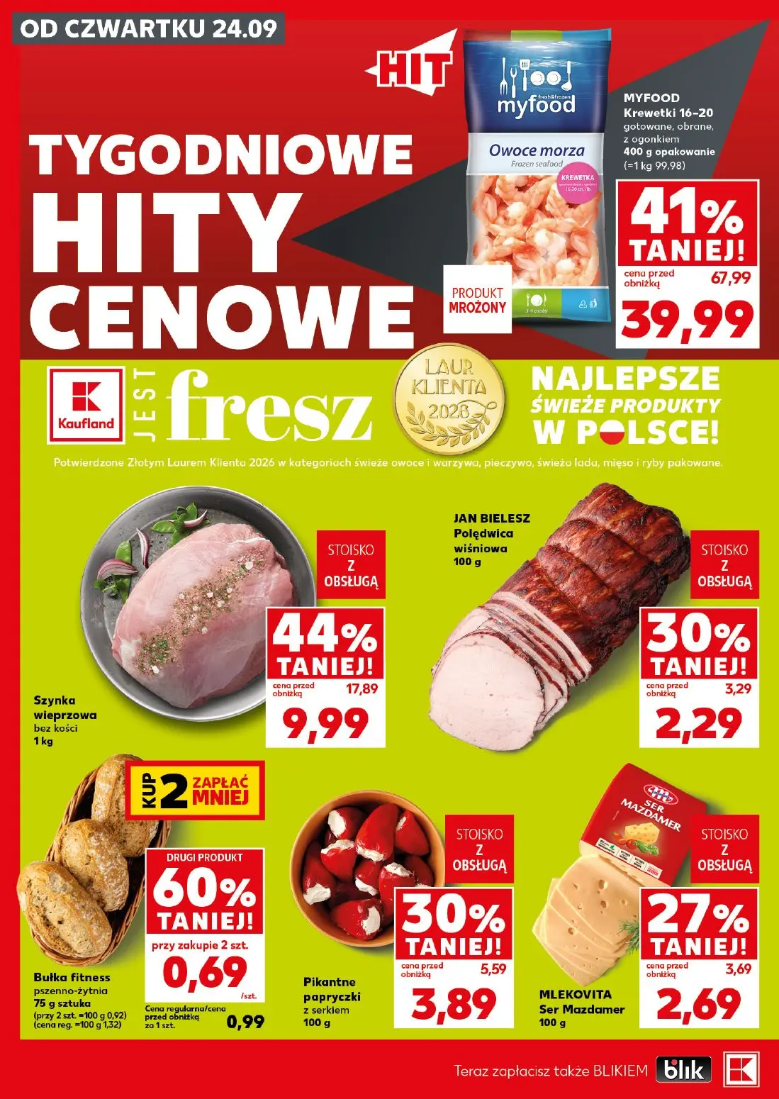 Kaufland gazetka, strona 8 z 30 — Krewetki 16-20 gotowane, obrane, z ogonkiem, Szynka wieprzowa bez kości, Pikantne papryczk…