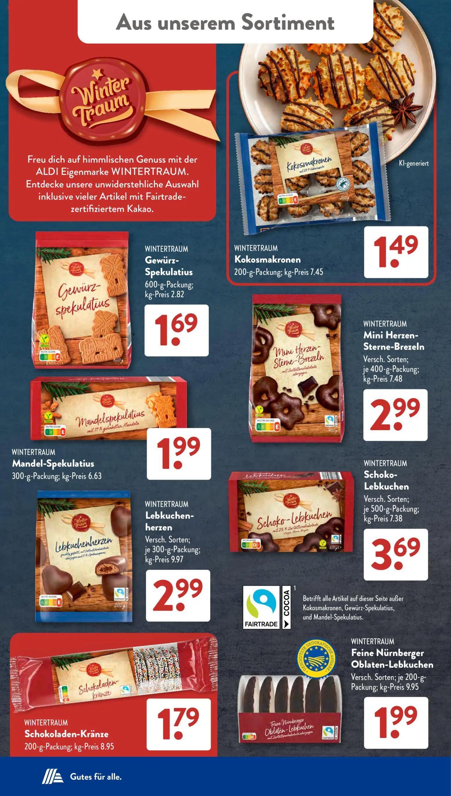 Aldi Süd Prospekt, Seite 17 von 23 — WINTERTRAUM Kokosmakronen, WINTERTRAUM Gewürz-Spekulatius, WINTERTRAUM Mandel-Spekulati…