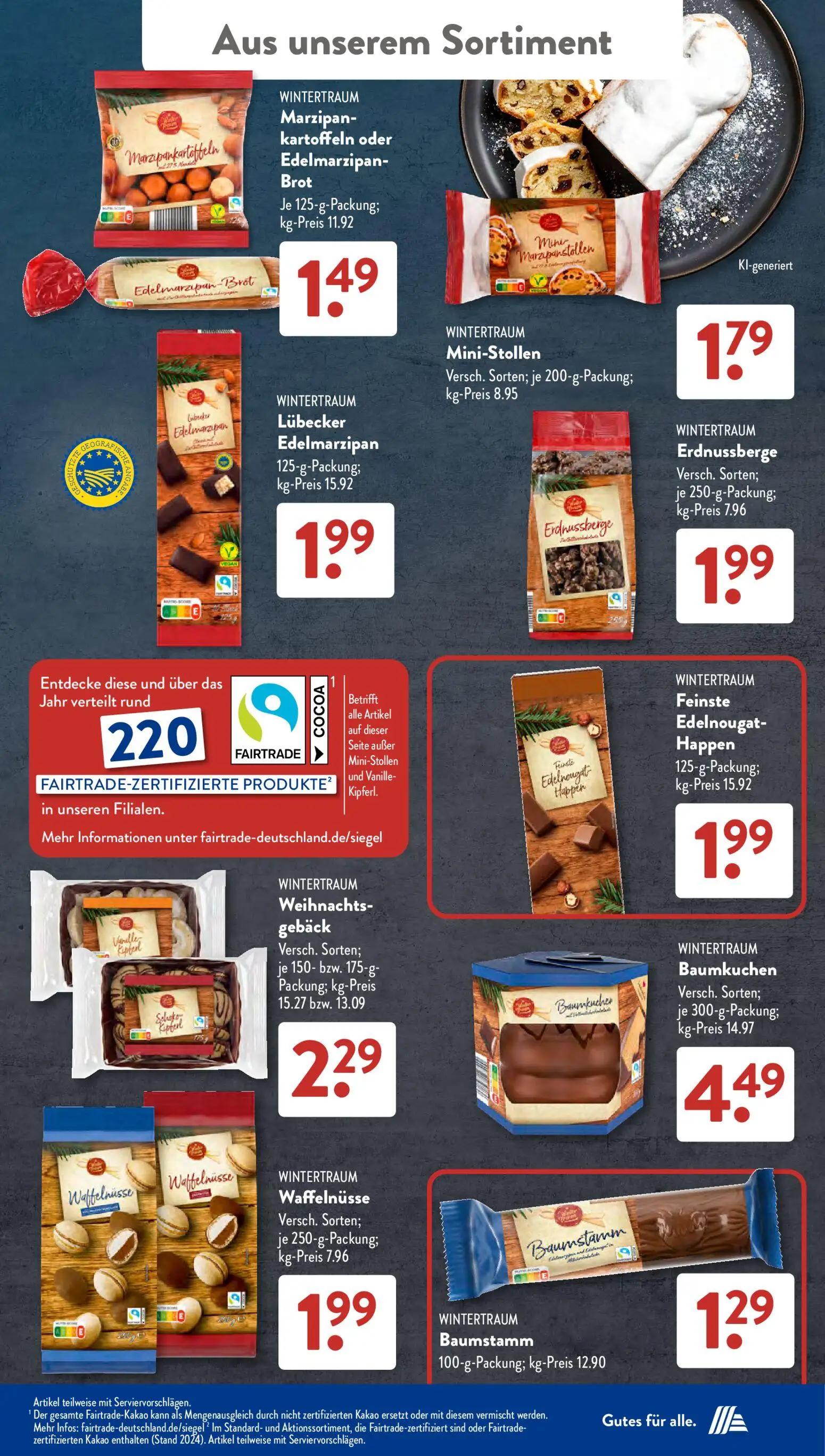 Aldi Süd Prospekt, Seite 18 von 23 — WINTERTRAUM Marzipan-kartoffeln oder Edelmarzipan-Brot, WINTERTRAUM Mini-Stollen, WINTE…