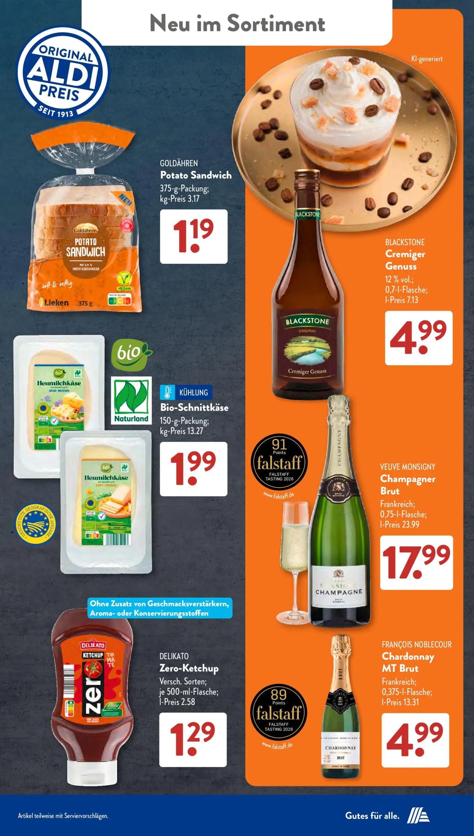 Aldi Süd Prospekt, Seite 20 von 23 — GOLDÄHREN Potato Sandwich, BLACKSTONE Cremiger Genuss, Bio-Schnittkäse