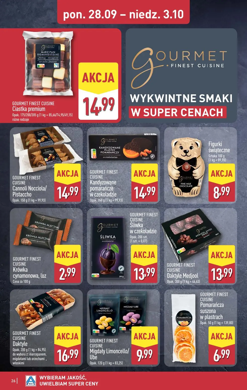 ALDI gazetka, strona 26 z 52 — Ciastka premium, Cannoli Nocciola/ Pistaccho, Kandyzowane pomarańcze w czekoladzie