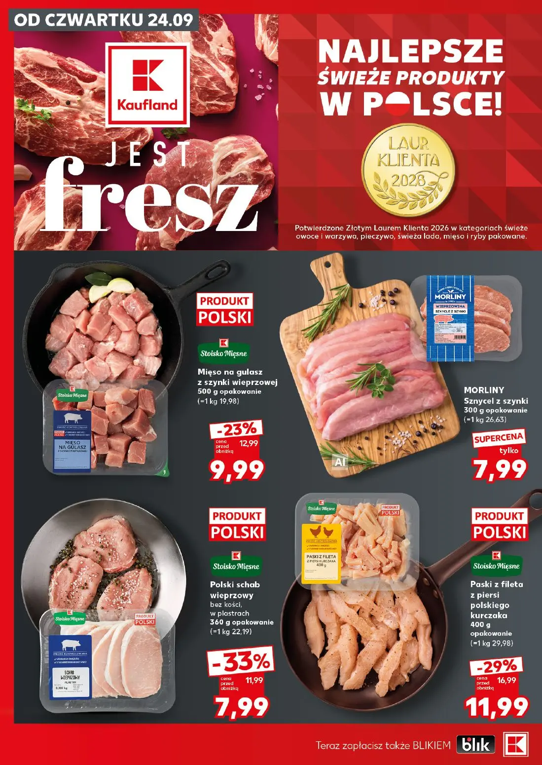 Kaufland gazetka, strona 18 z 30 — Paski z fileta z piersi polskiego kurczaka, Polski schab wieprzowy bez kości, w plastrach…