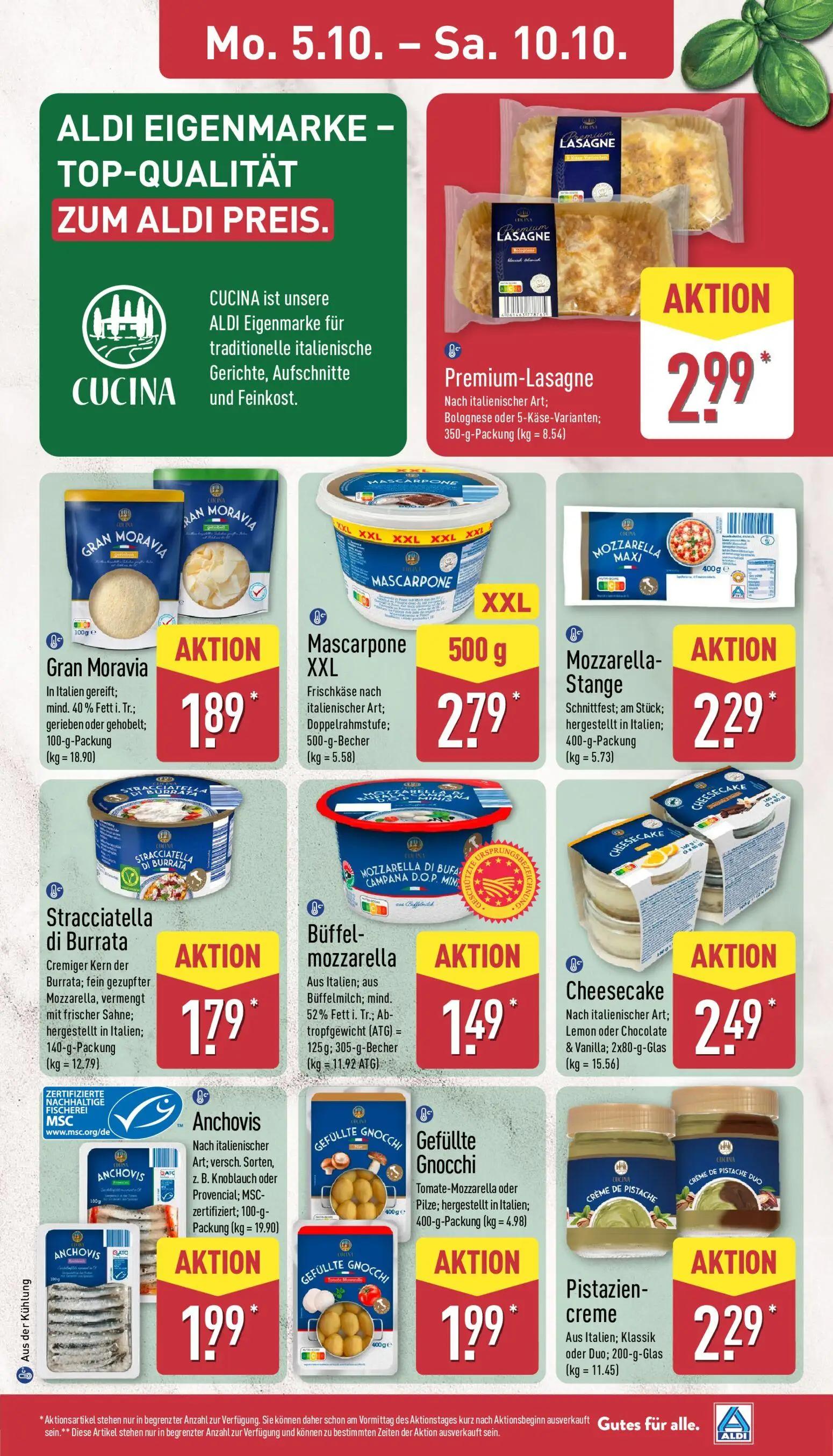 Aldi Nord Prospekt, Seite 11 von 45 — Premium-Lasagne, Gran Moravia, Mascarpone XXL