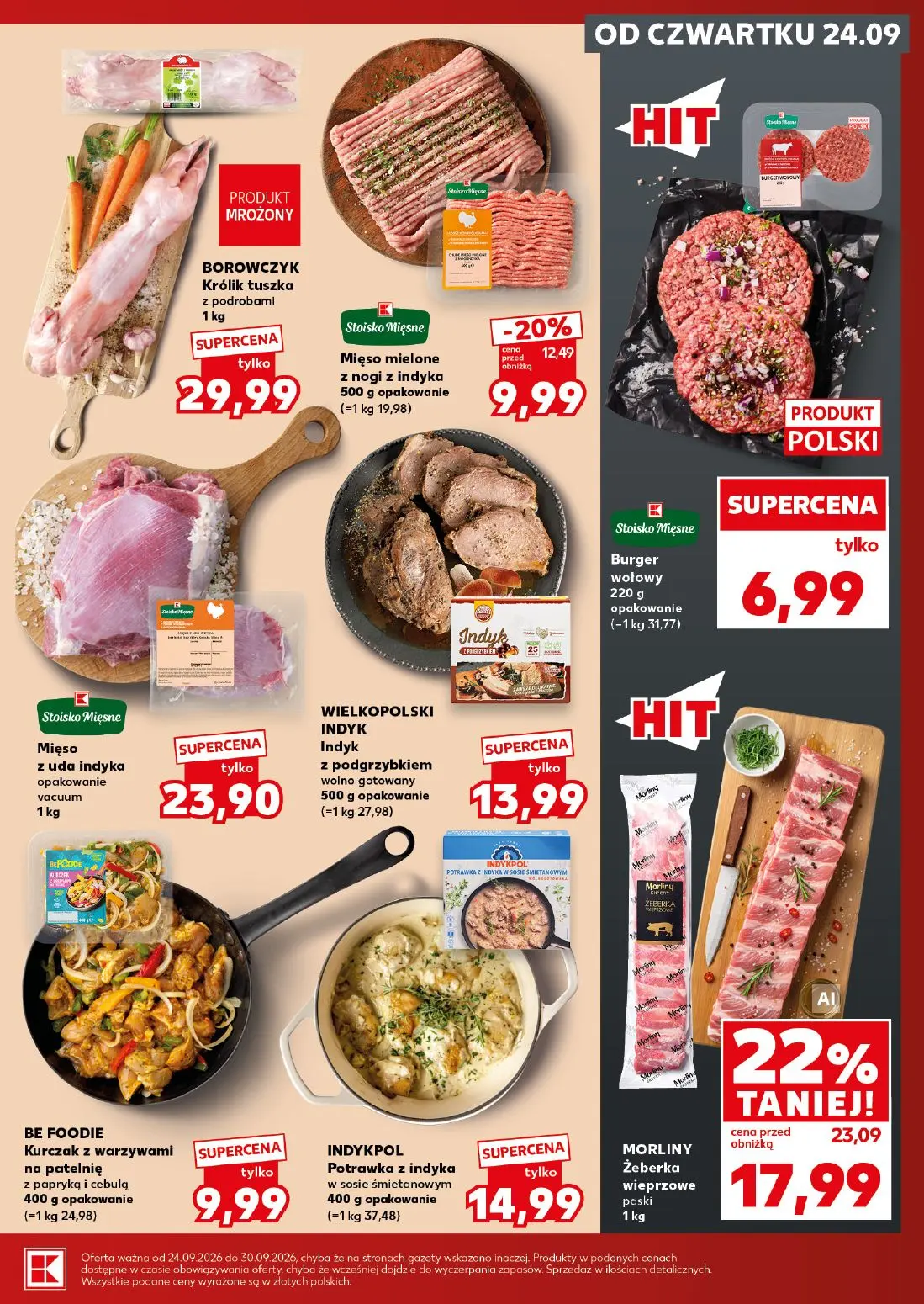 Kaufland gazetka, strona 19 z 30 — MORLINY Żeberka wieprzowe paski, Mięso mielone z nogi z indyka, Królik tuszka z podrobami