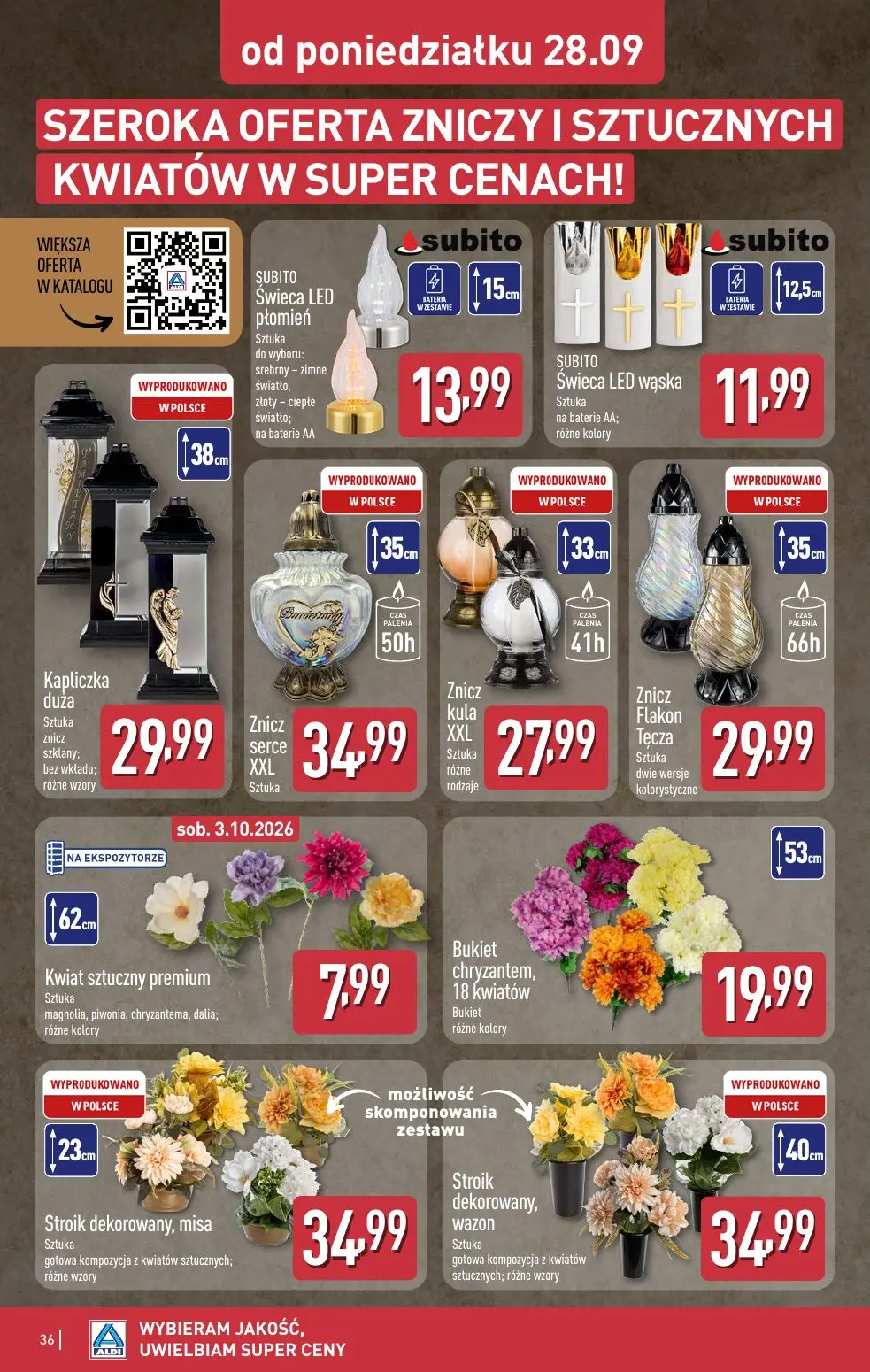 ALDI gazetka, strona 36 z 52 — SUBITO Świeca LED płomień, SUBITO Świeca LED wąska, Kapliczka duża