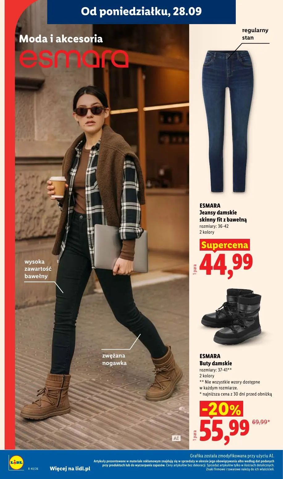 Lidl gazetka, strona 38 z 101 — ESMARA Buty damskie, ESMARA Jeansy damskie skinny fit z bawełną